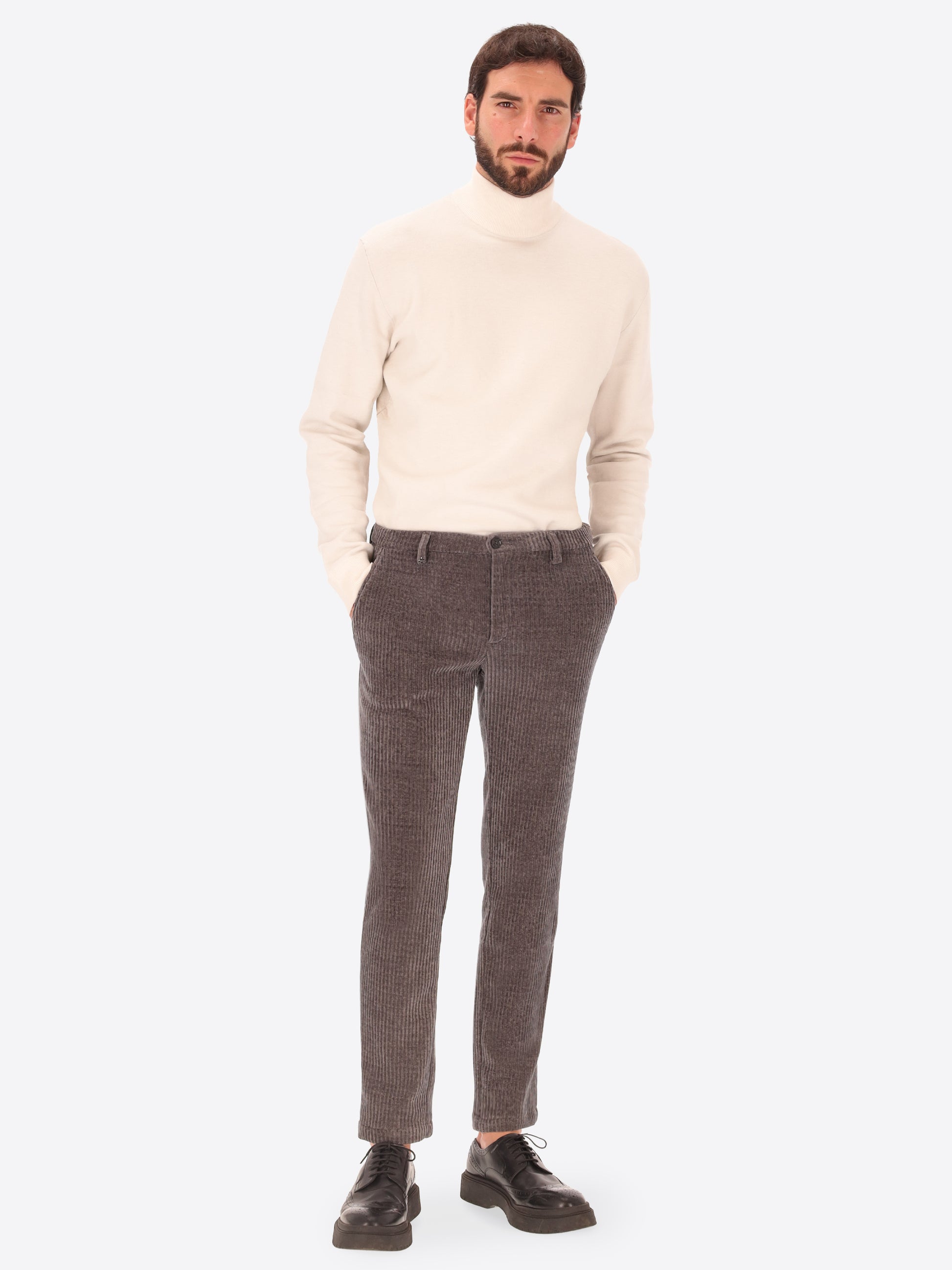 32" Pantalone Kos Torino In Velluto Con Costa Alla Francese