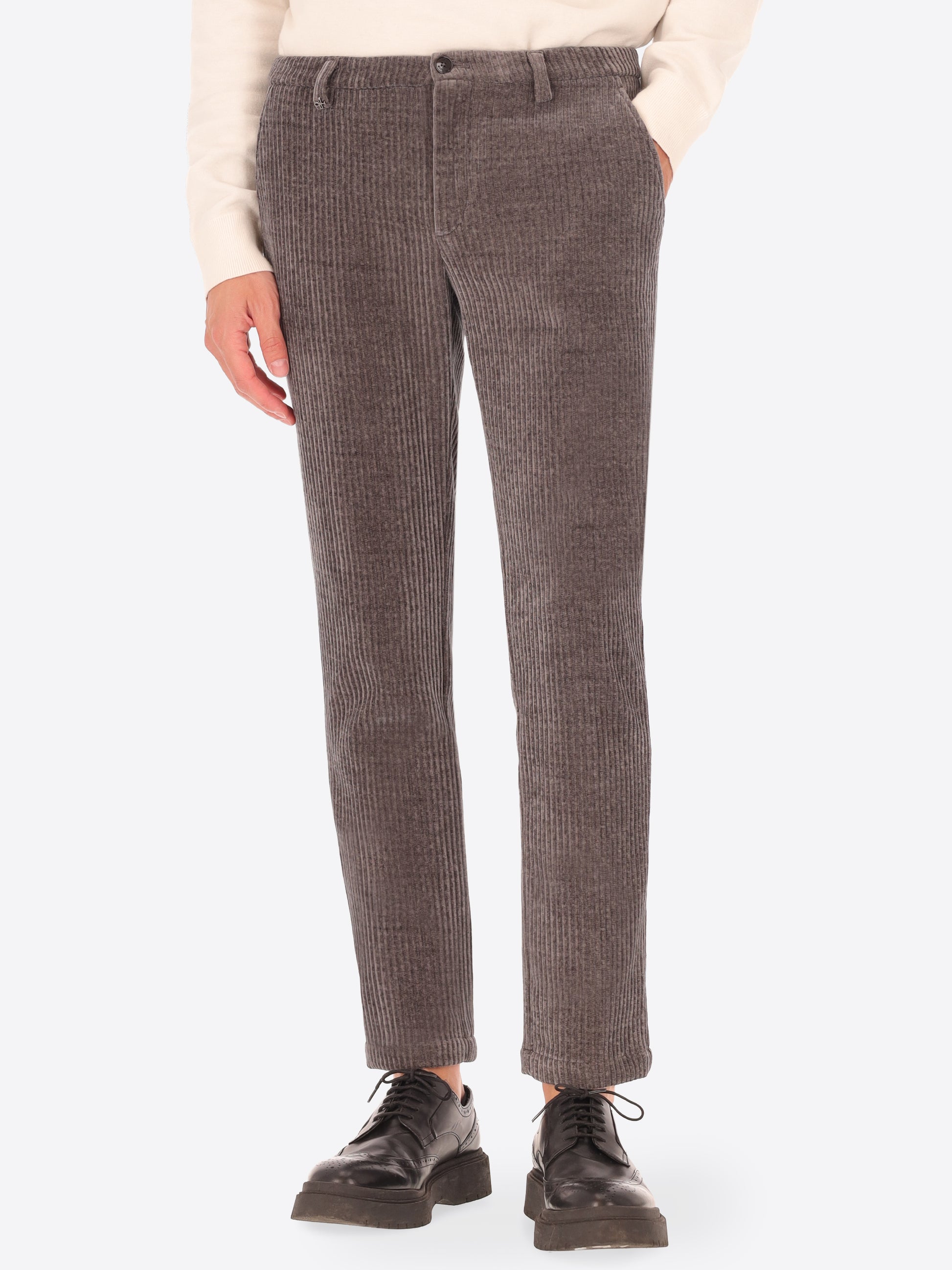 32" Pantalone Kos Torino In Velluto Con Costa Alla Francese