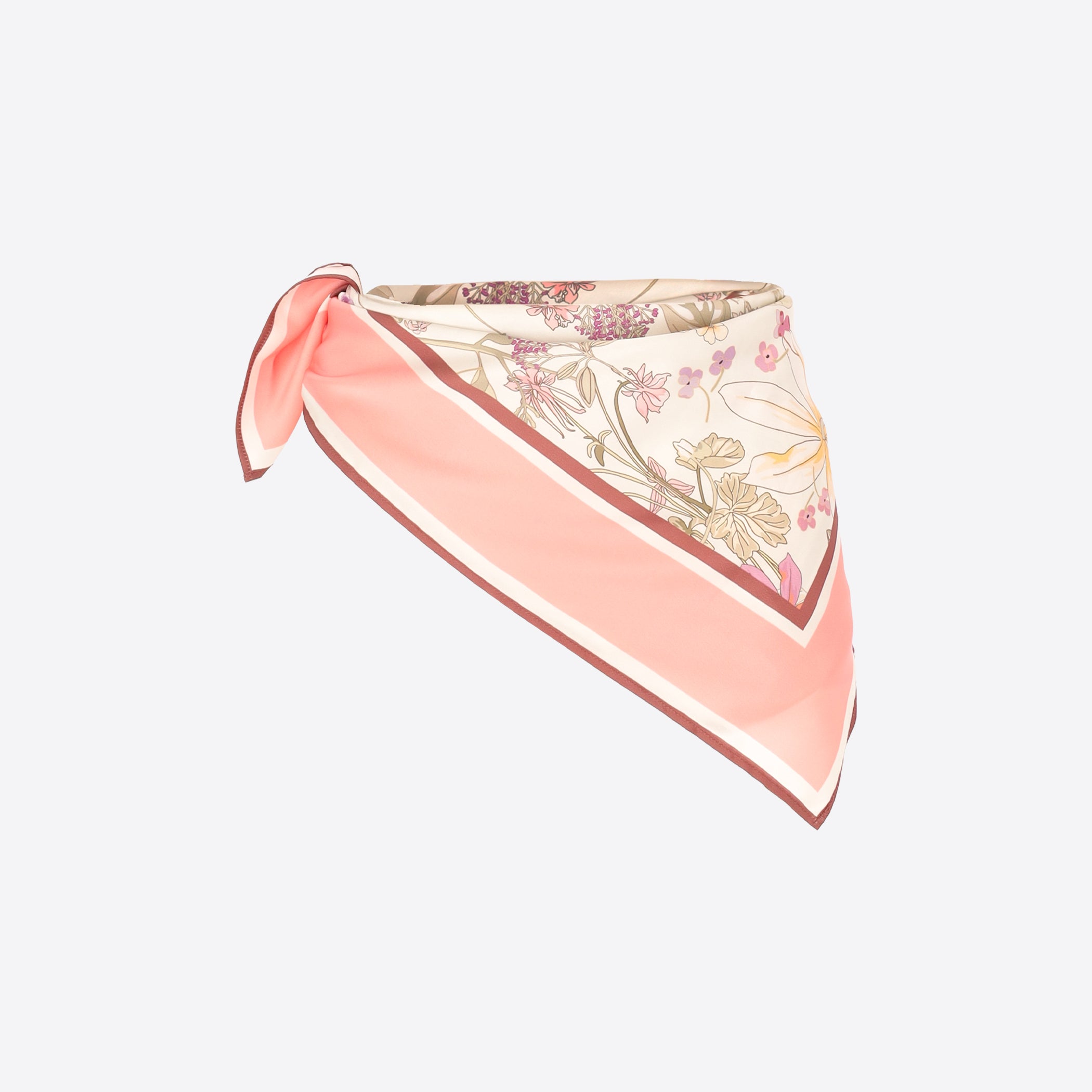 Foulard Lavanda In Raso Stampa Fiore- Woman