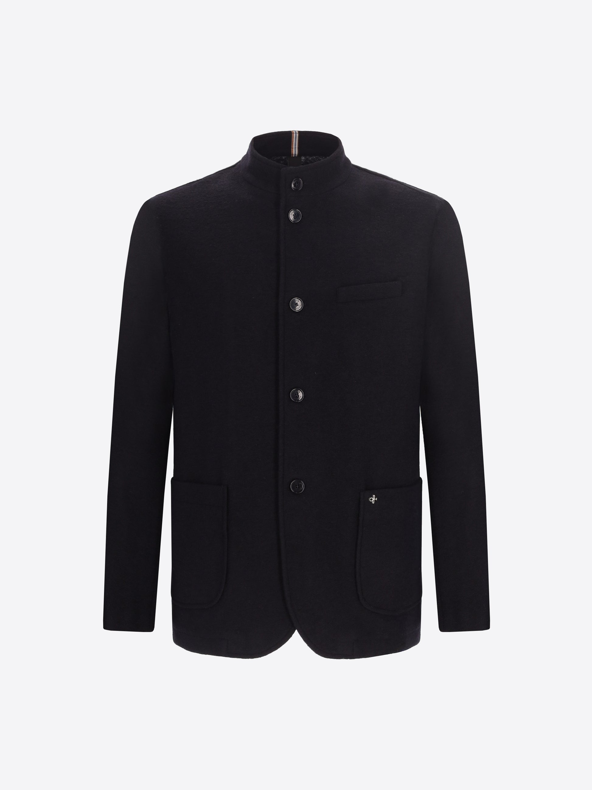 Isaia Coreana Jacke Aus Uni Und Melange Wollmischung