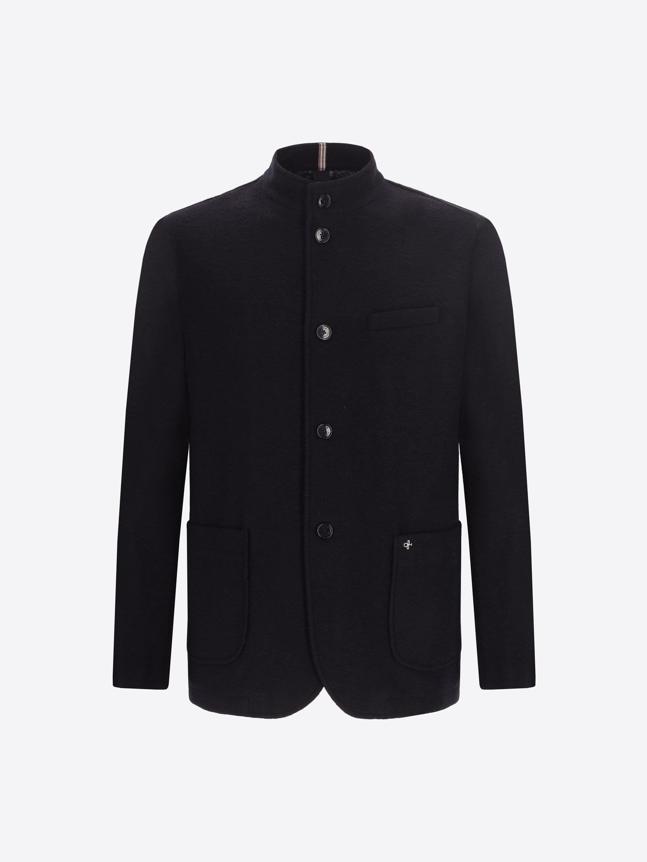 Isaia Coreana Jacke Aus Uni Und Melange Wollmischung