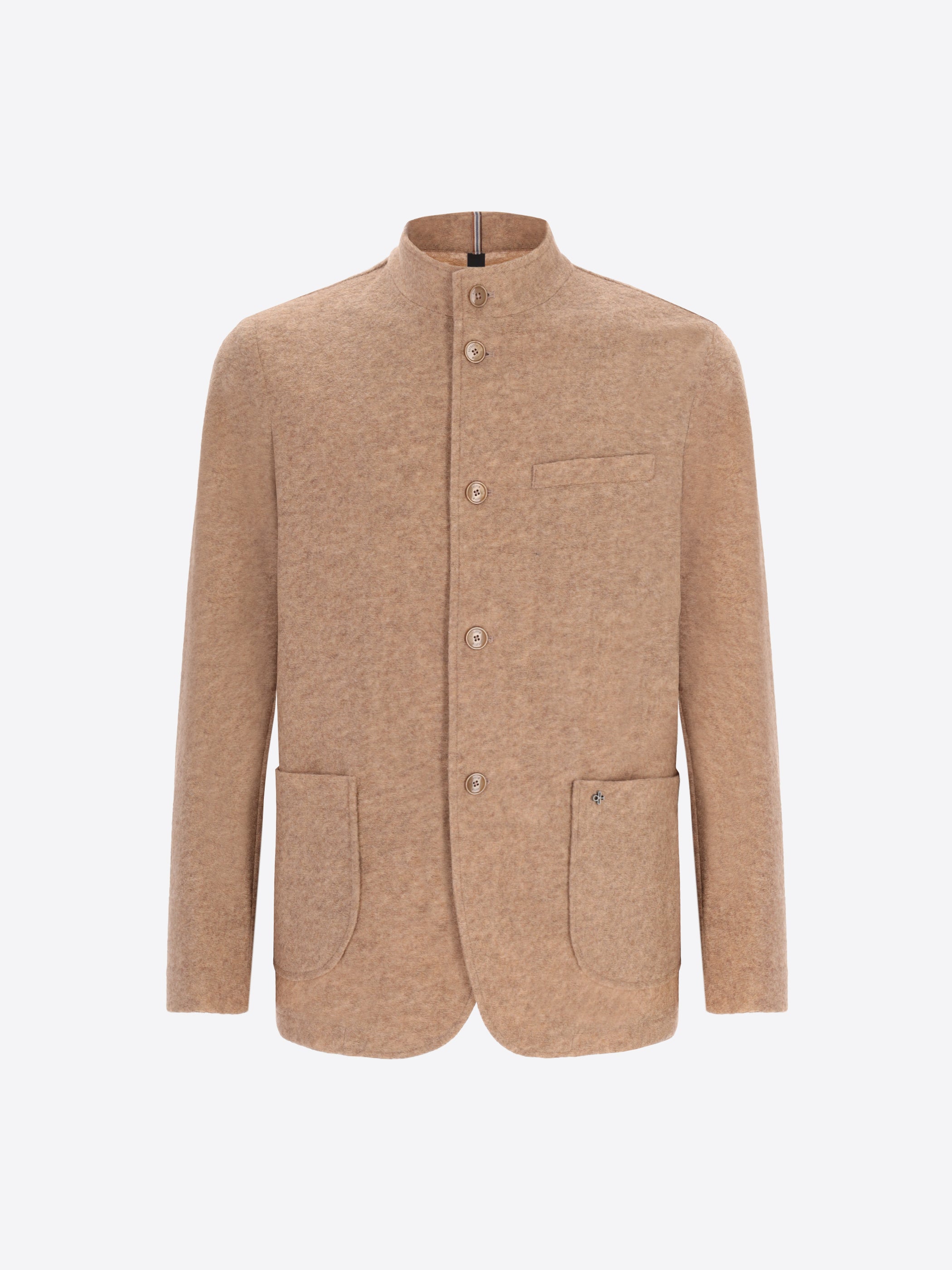 Wool-Blend Korean-Collar Jacket Isaia
