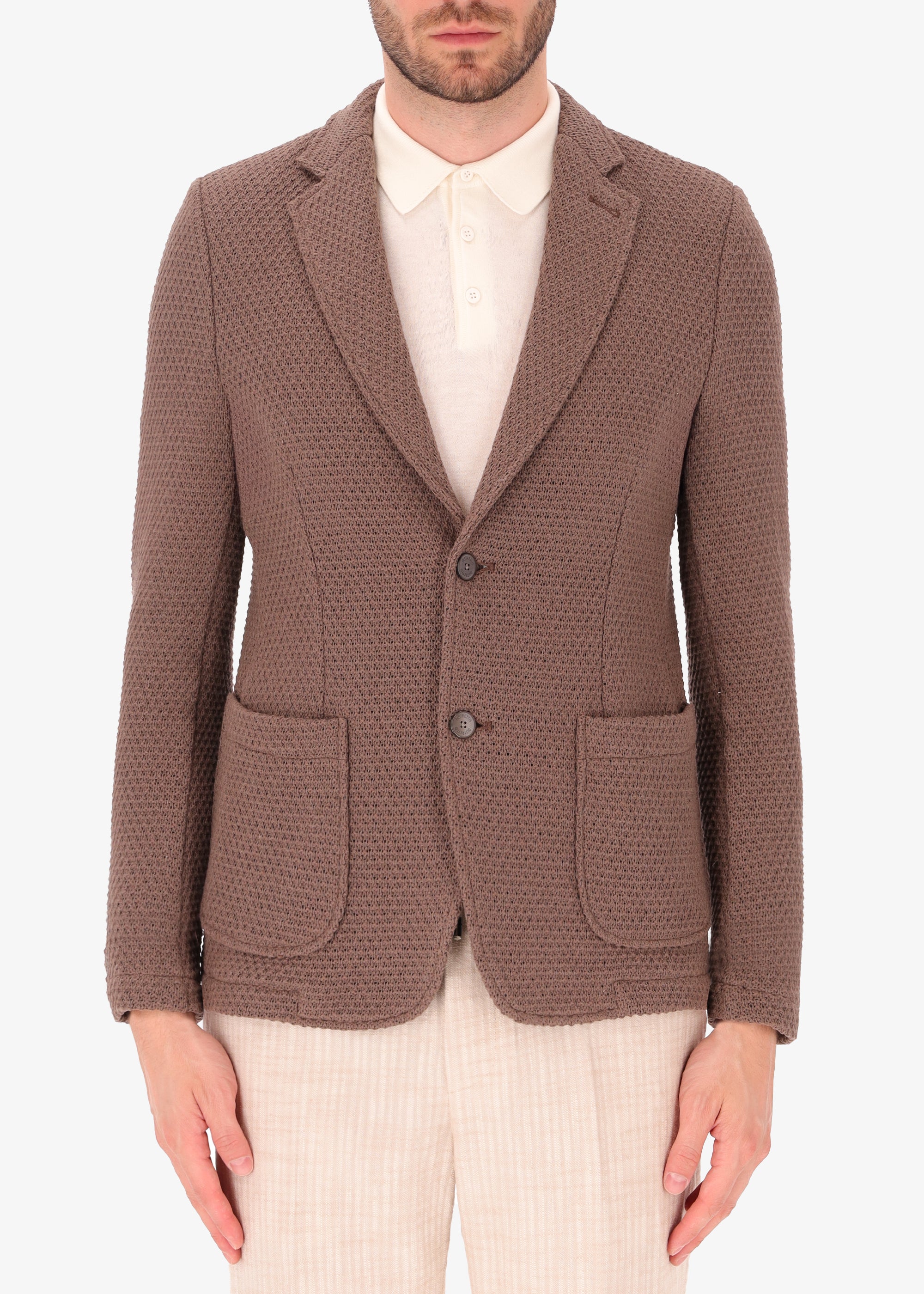 Stretch Cotton Blend Knit Jacket Pit