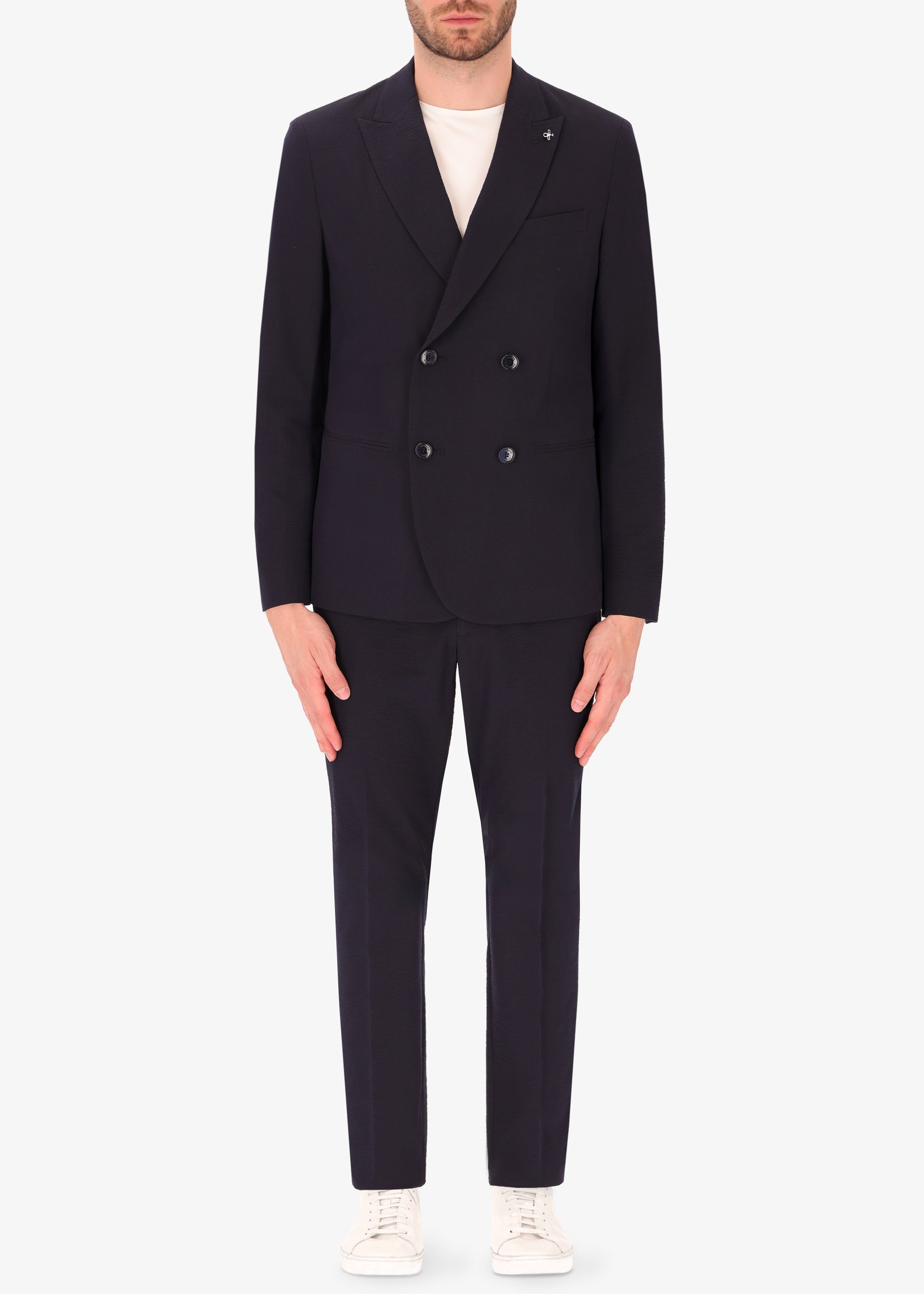 Striped Textured Double-Breasted Tailoring Suit Arezzo Blue - Capsule Tailor-Tech