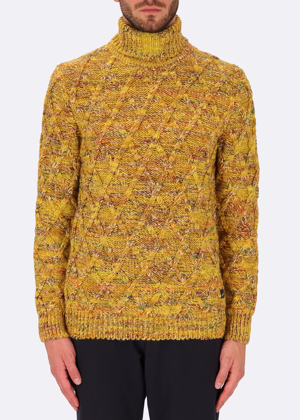 Turtleneck sweater man H/NECK K. WEIZ ochre front distretto12