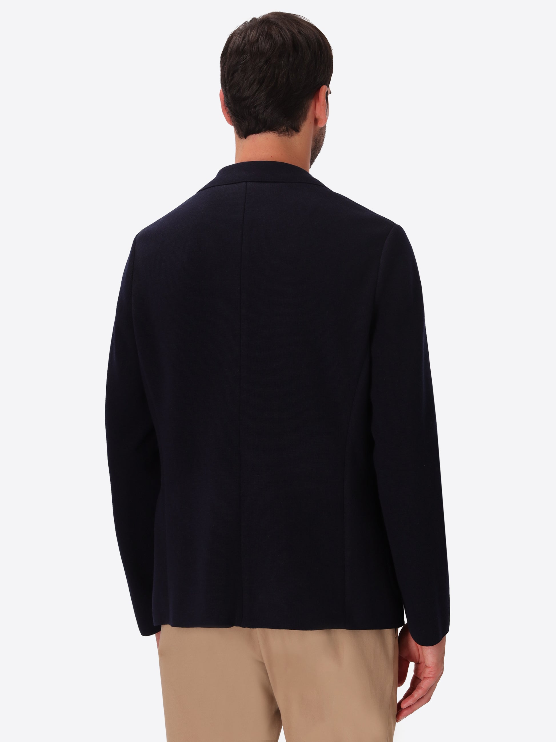 Dalì Blue Heavily Milled Technical Yarn Jacket - Model Back View