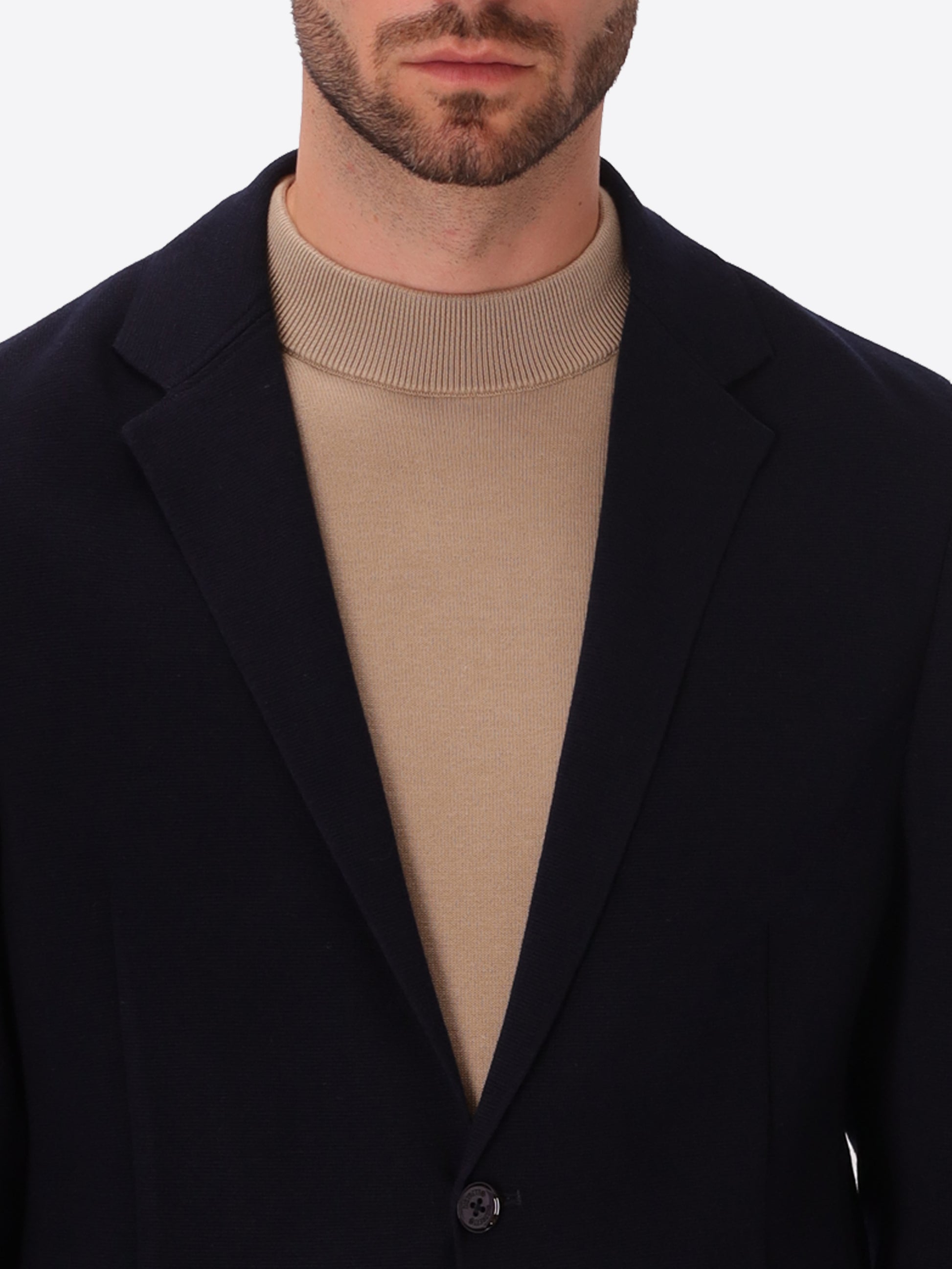 Dalì Blue Heavily Milled Technical Yarn Jacket - Close-Up Of The Collar