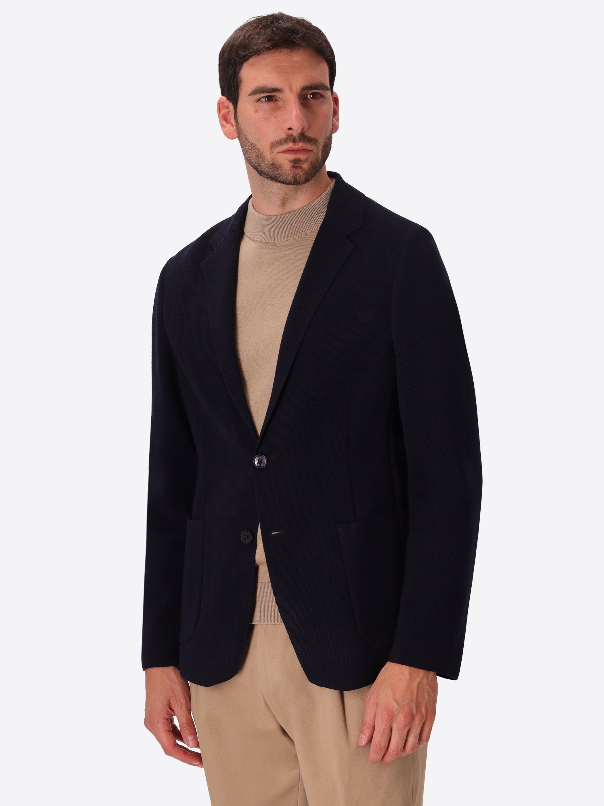 Dalì Blue Heavily Milled Technical Yarn Jacket - Model Front View