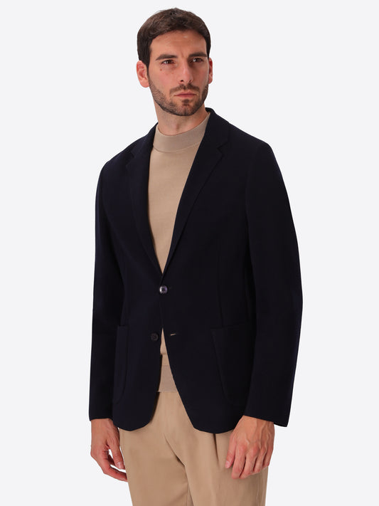 Dalì Blue Heavily Milled Technical Yarn Jacket - Model Front View
