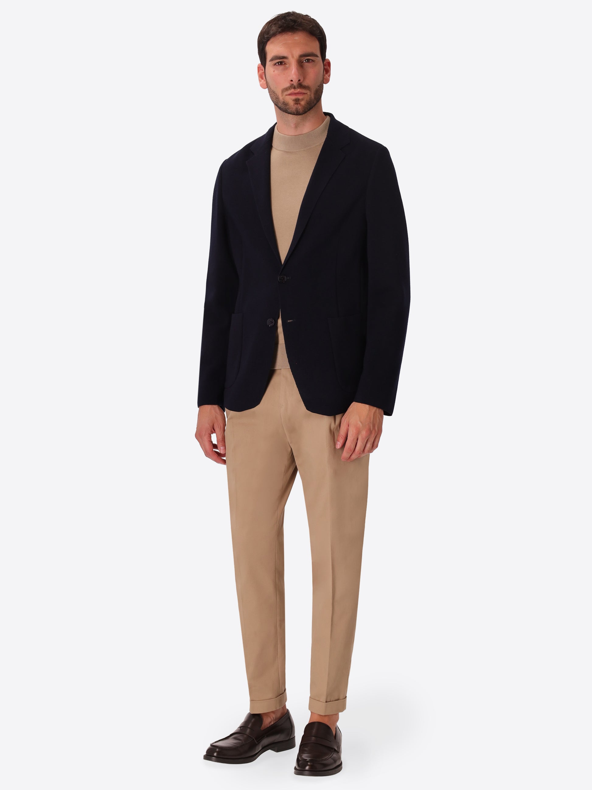 Dalì Blue Heavily Milled Technical Yarn Jacket - Model Full Body Shot