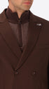 H.P. M26 Brown High-Perform12 Technical Double-Breasted Jacket - Close-Up Of The Collar
