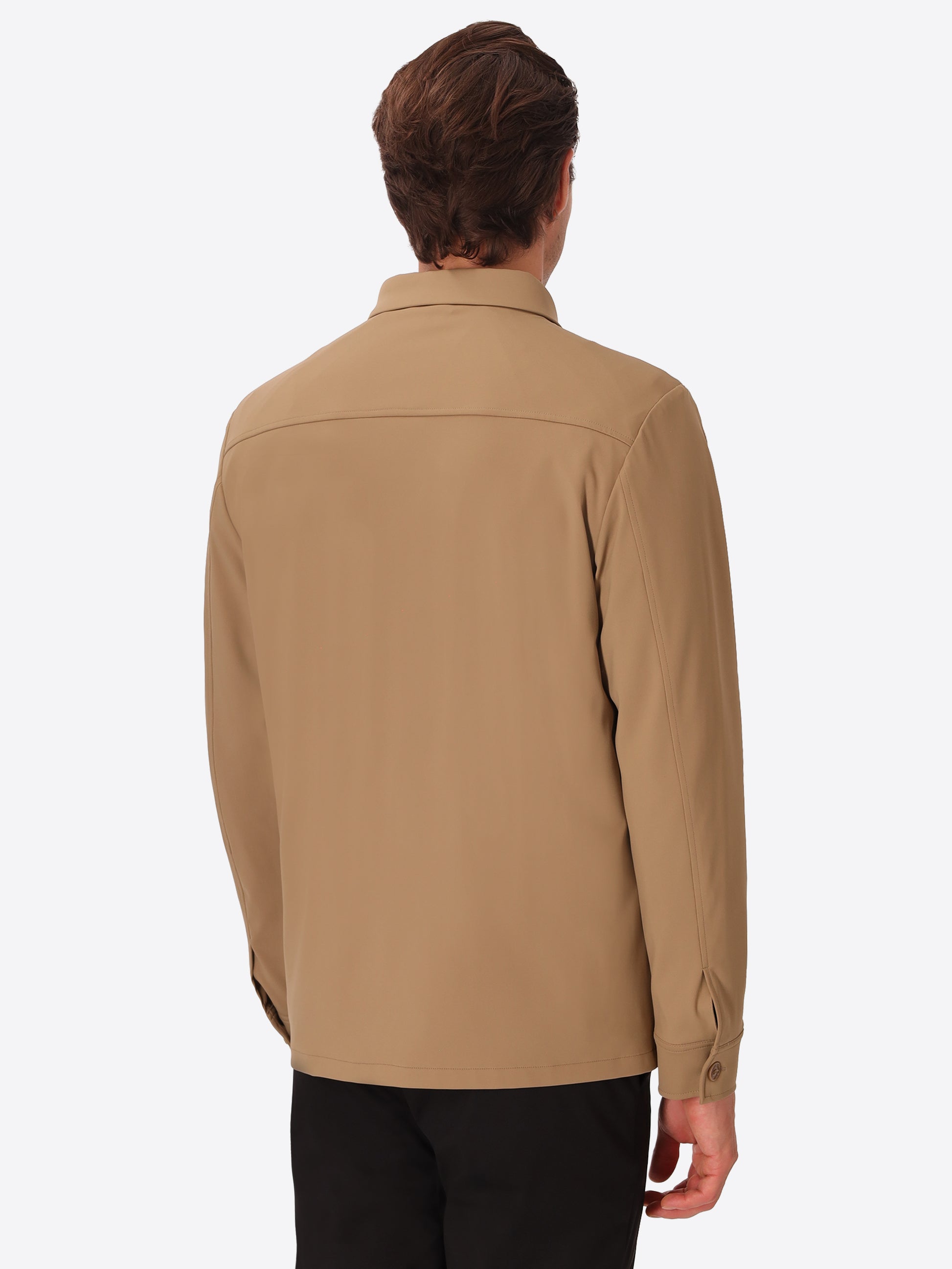 H.P. M26 Dove Grey High-Perform12 Technical Shirt Jacket - Model Back View