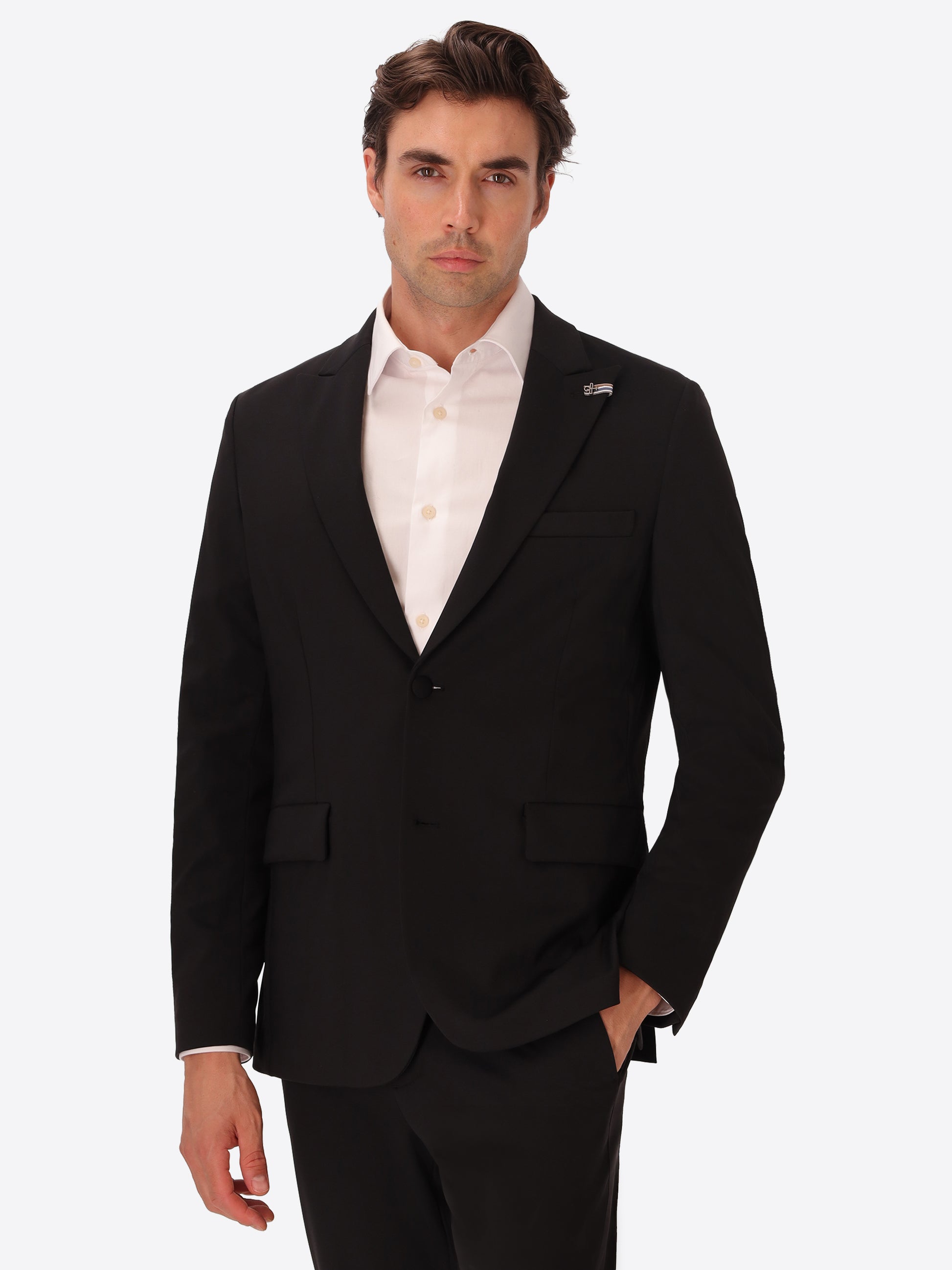 H.P. M26 Black High-Perform12 Technical Smoking Jacket - Model Front View