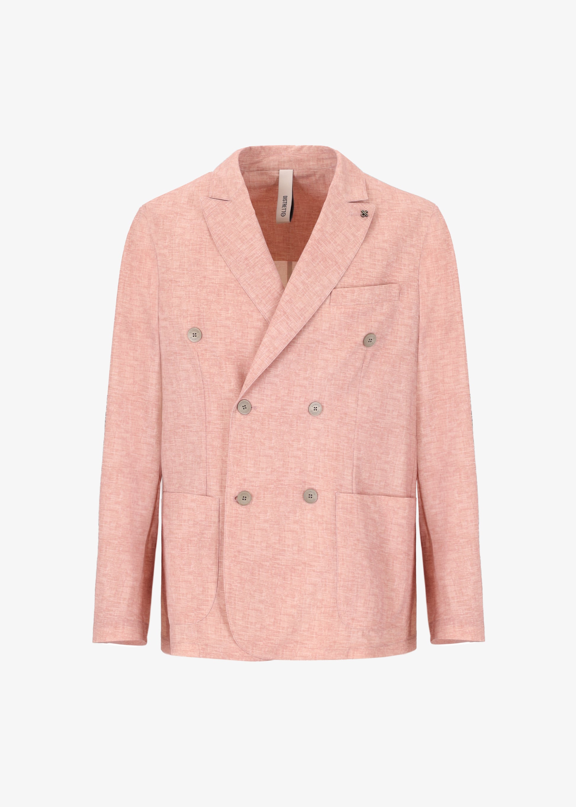 High Performance Linen Effect Print Double Breasted Jacket Liv