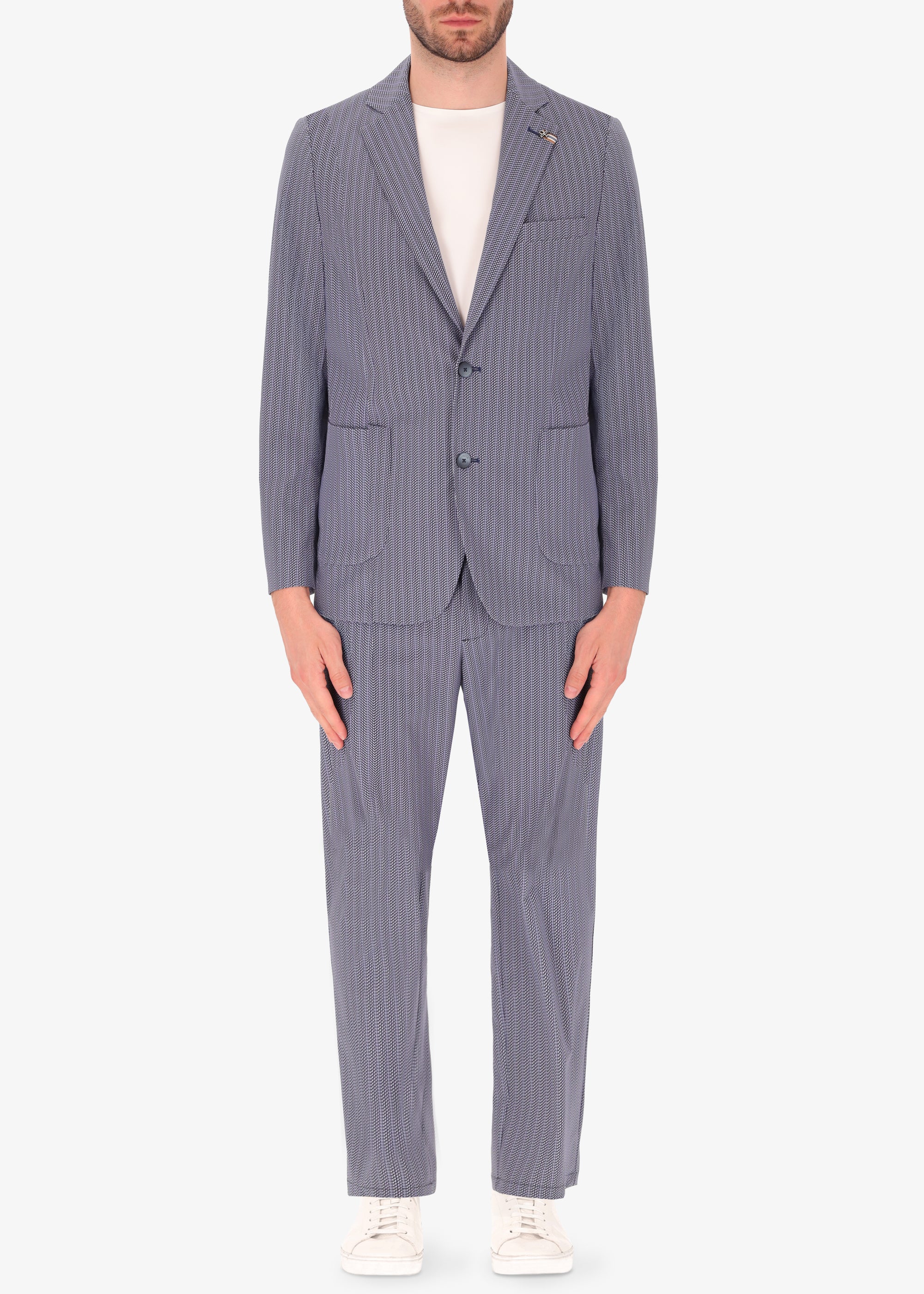 High Performance Striped Effect Print Suit Comano