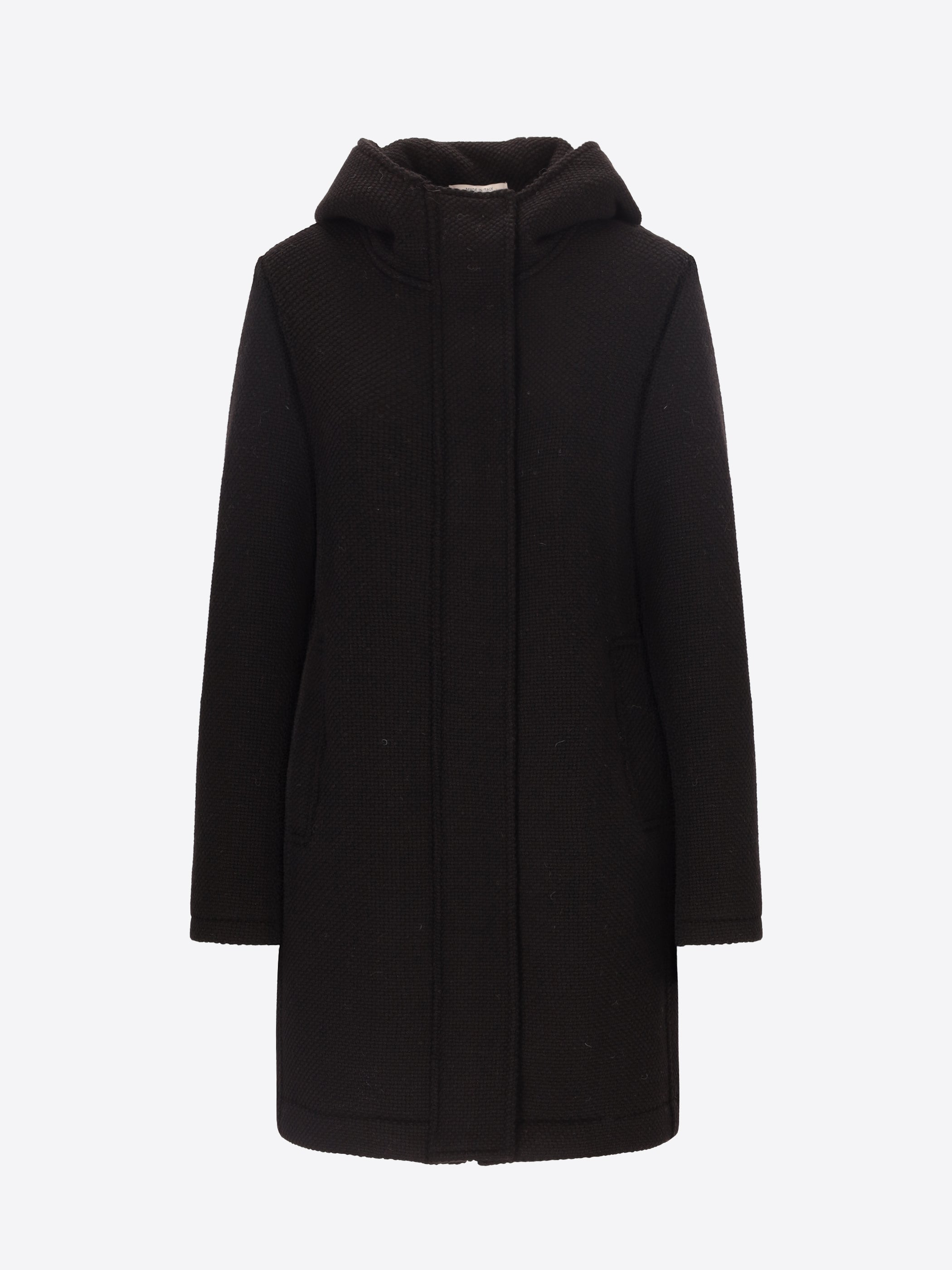 Distretto12 Black Honeycomb Melange-Wool Parka Blasius - Woman - Product Still Life