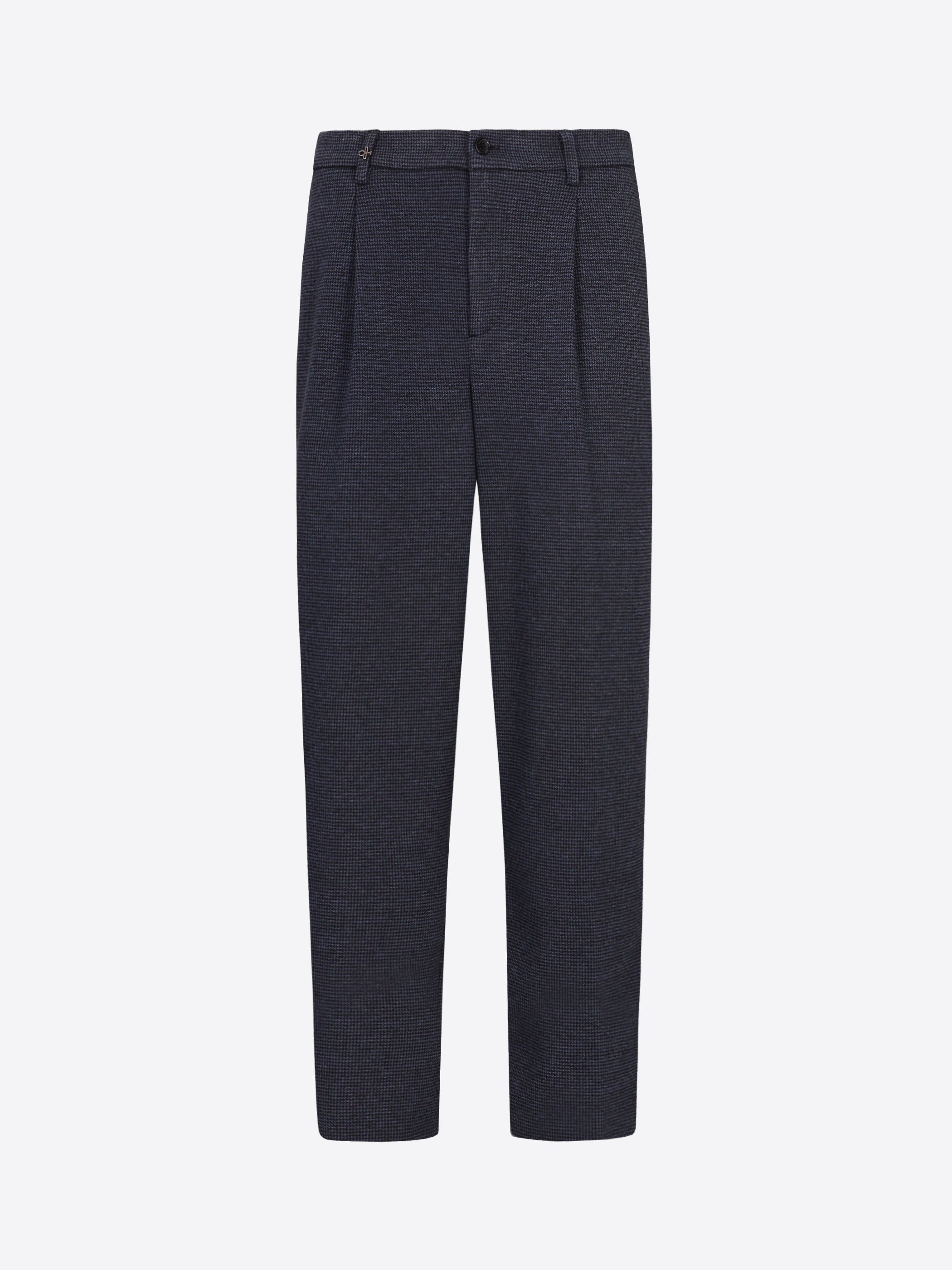 Distretto12 Ban Allori Blue Houndstooth Milano-Jersey Trousers - Product Still Life