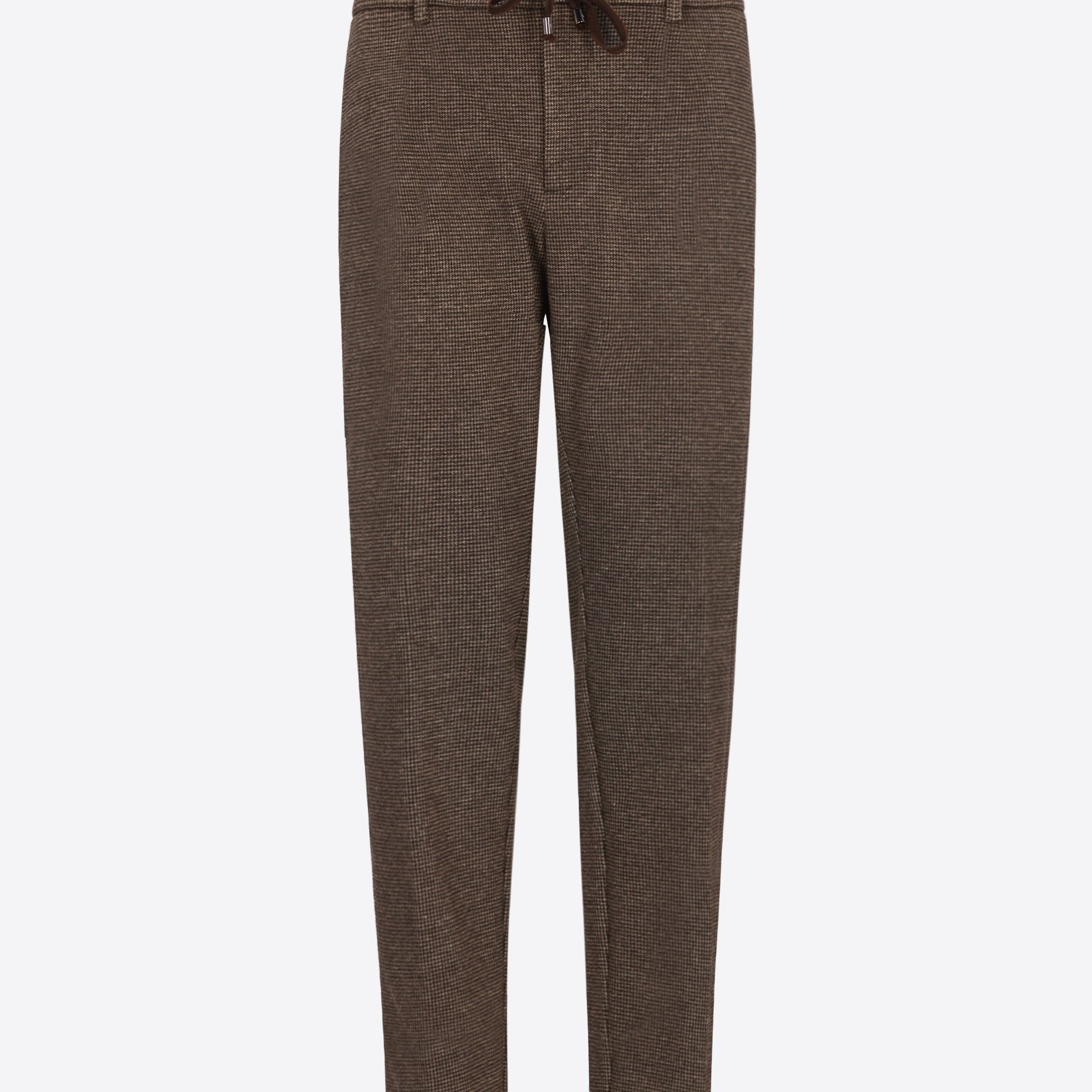 Distretto12 Relax Allori Dove Grey Houndstooth Milano-Jersey Trousers - Product Still Life