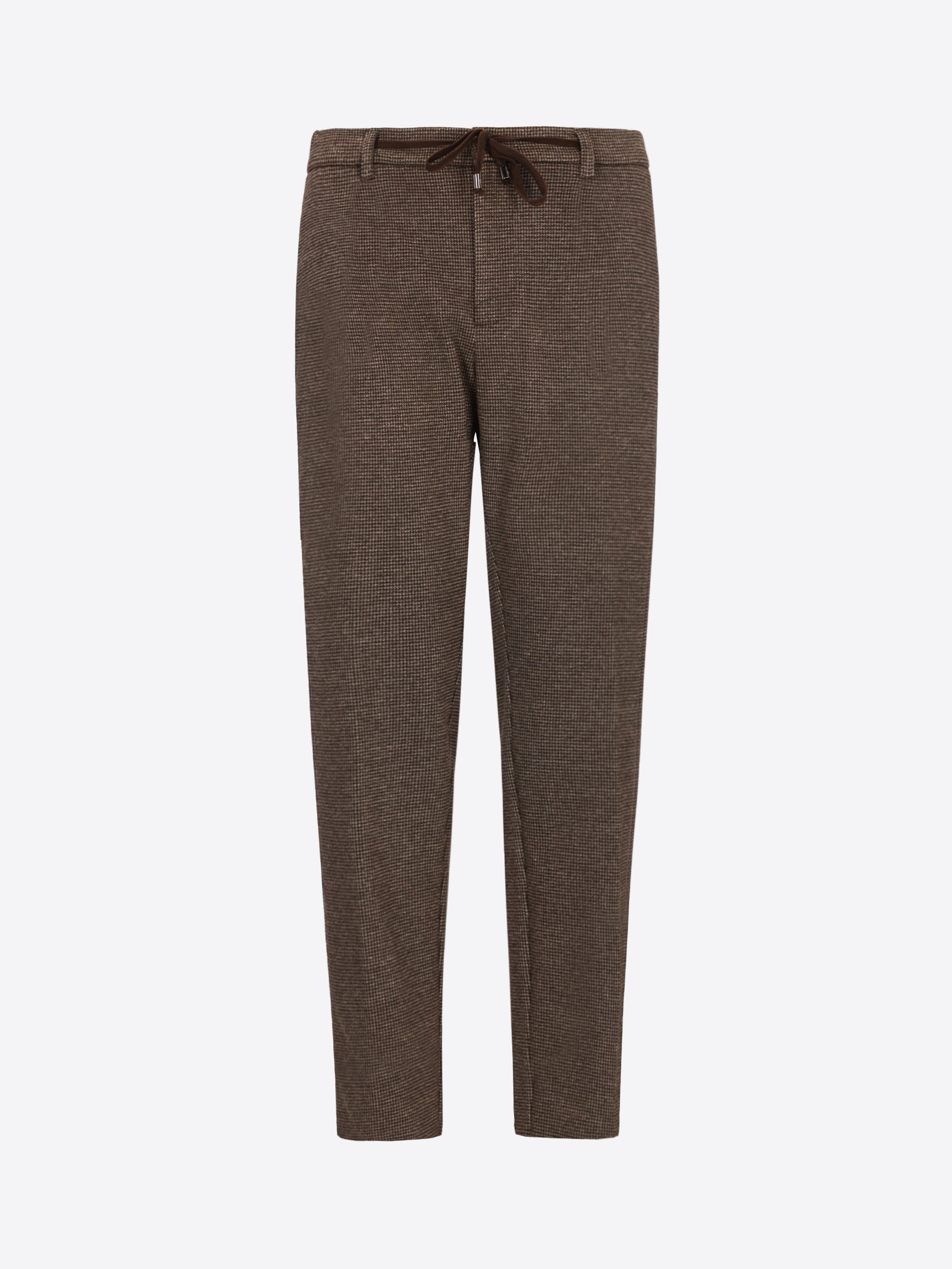 Distretto12 Relax Allori Dove Grey Houndstooth Milano-Jersey Trousers - Product Still Life