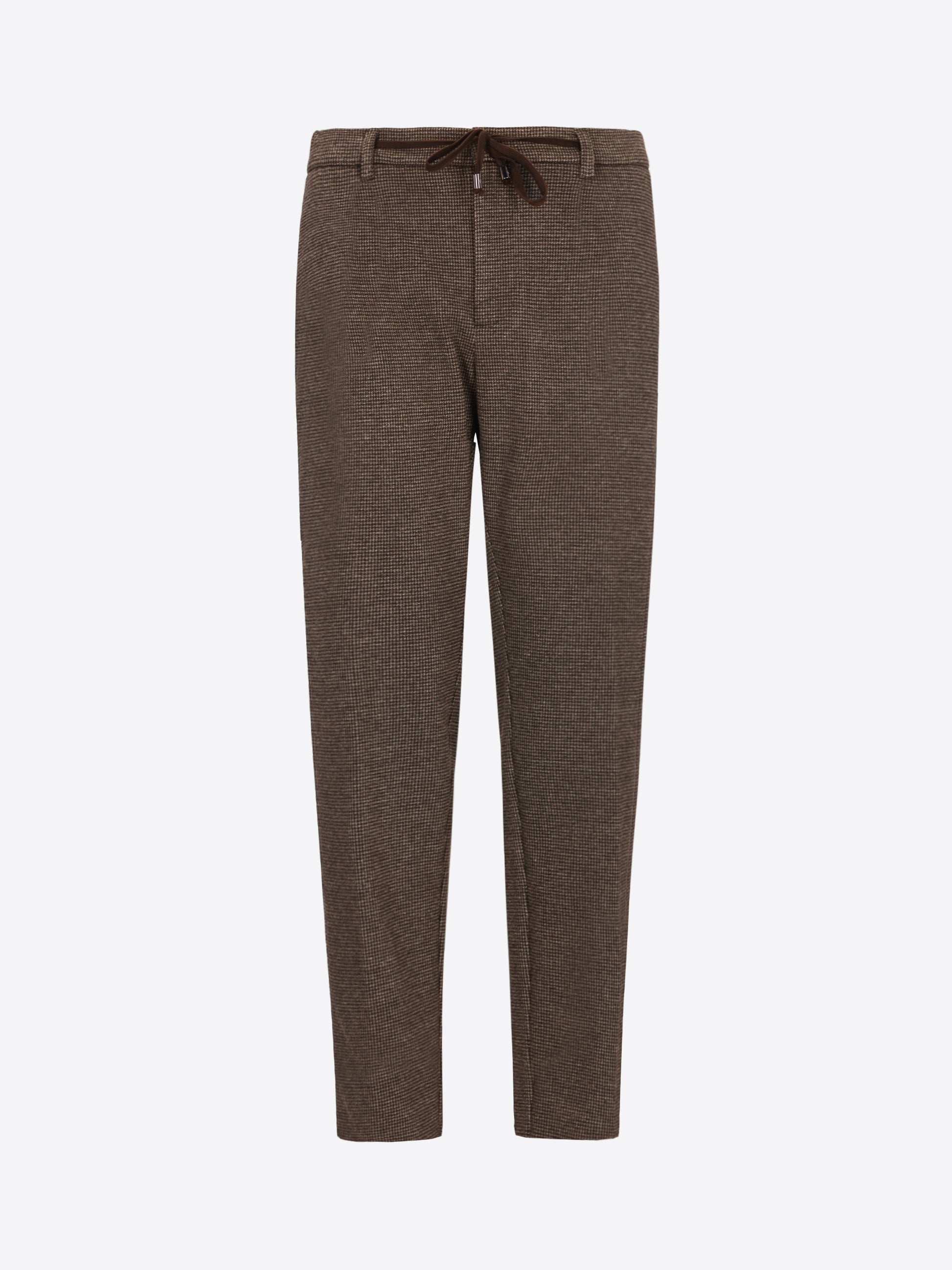 Distretto12 Relax Allori Dove Grey Houndstooth Milano-Jersey Trousers - Product Still Life