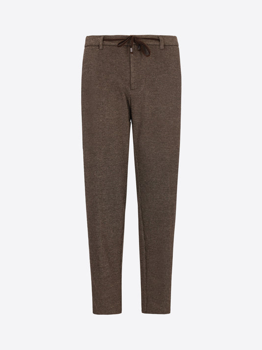 Distretto12 Relax Allori Dove Grey Houndstooth Milano-Jersey Trousers - Product Still Life