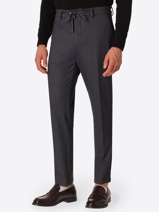 York Allori Charcoal Houndstooth Milano-Jersey Trousers - Model Front View