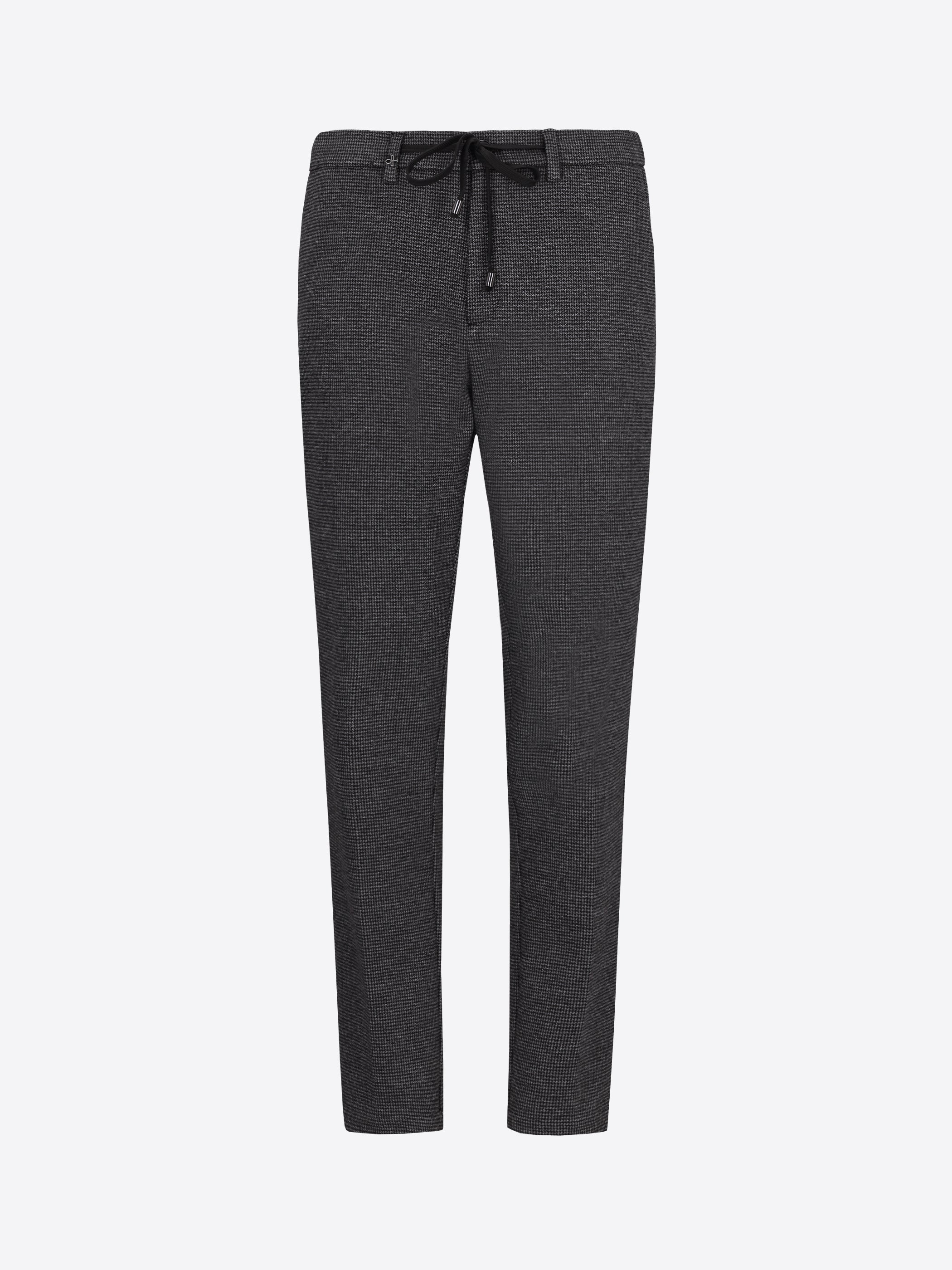 Distretto12 York Allori Charcoal Houndstooth Milano-Jersey Trousers - Product Still Life