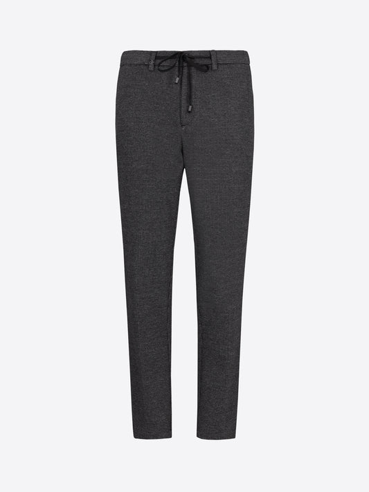 Distretto12 York Allori Charcoal Houndstooth Milano-Jersey Trousers - Product Still Life