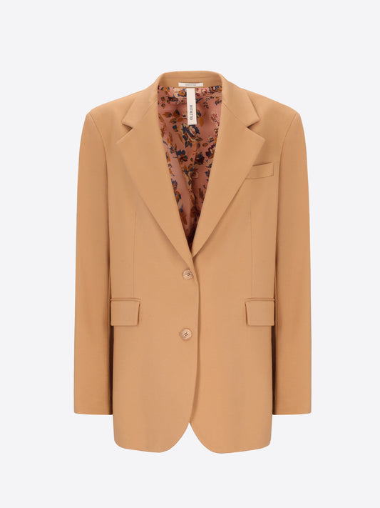 Distretto12 Elleboro Camel Interlock-Knit Oversized Jacket - Woman - Product Still Life