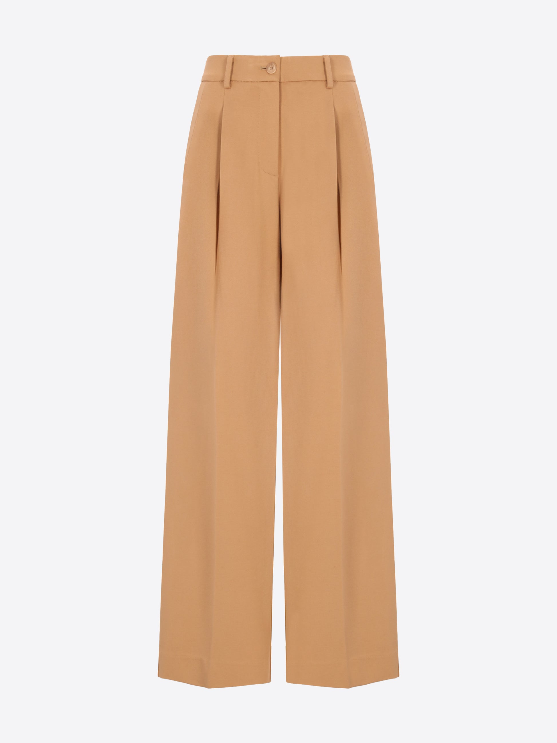 Distretto12 Elleboro Camel Interlock-Knit Oversized Pleated Trousers - Woman - Product Still Life