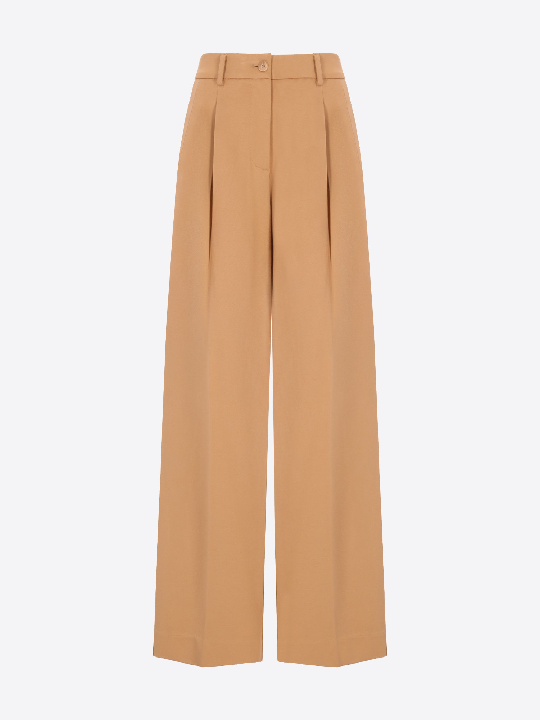 Distretto12 Elleboro Camel Interlock-Knit Oversized Pleated Trousers - Woman - Product Still Life