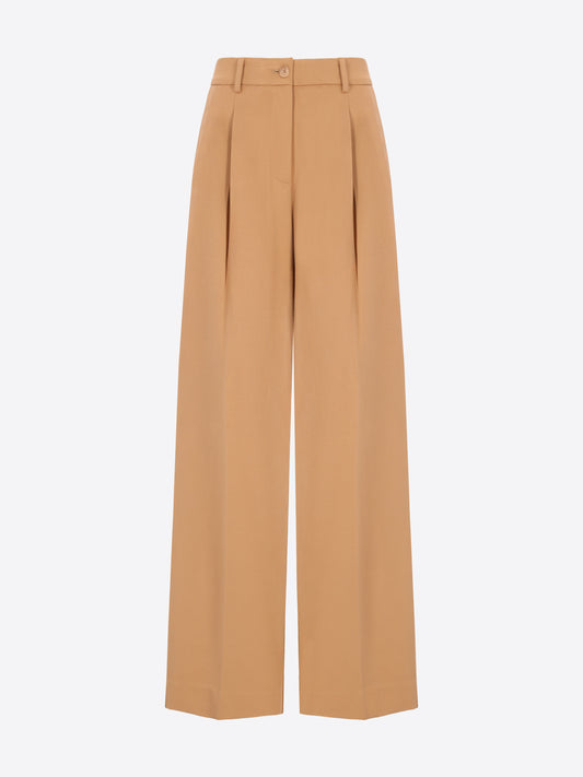 Distretto12 Elleboro Camel Interlock-Knit Oversized Pleated Trousers - Woman - Product Still Life