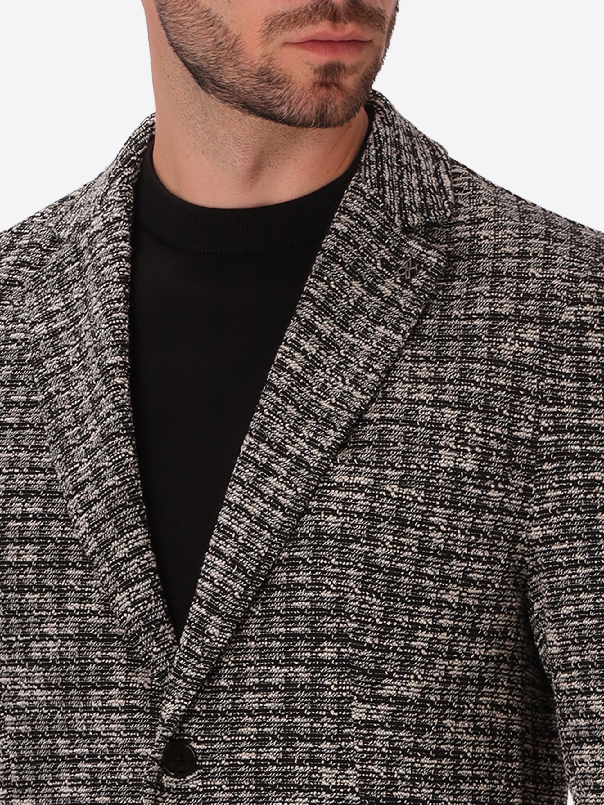 Botticelli Black Jacquard Jacket - Close-Up Of The Collar