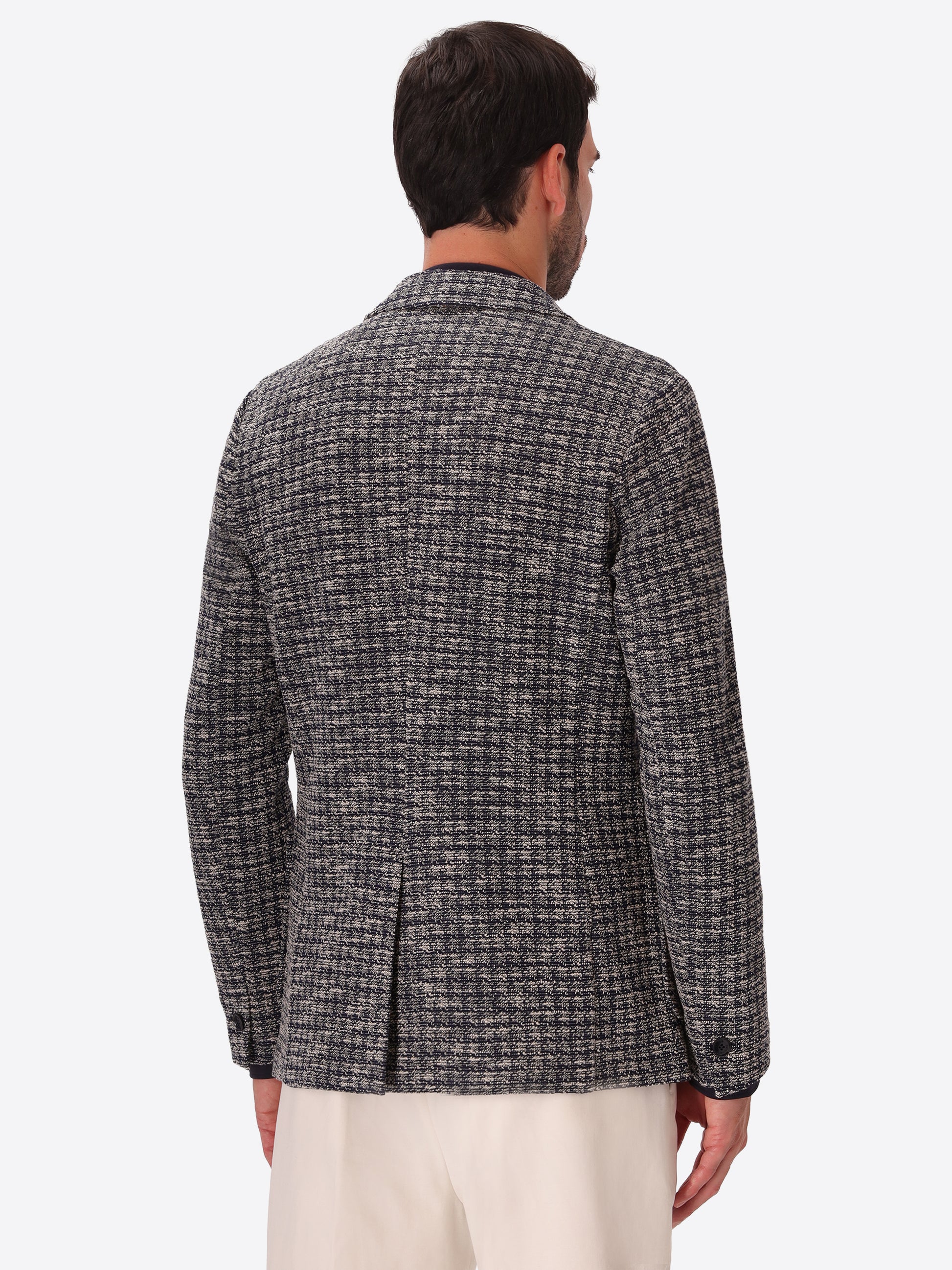 Botticelli Blue Jacquard Jacket - Model Back View