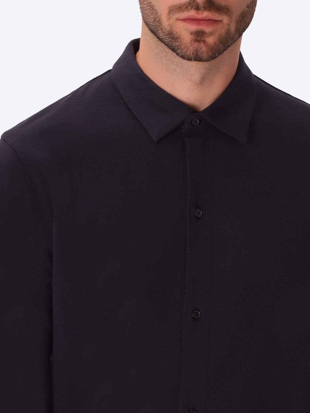 Modigliani Blue Jersey Shirt - Close-Up Of The Collar