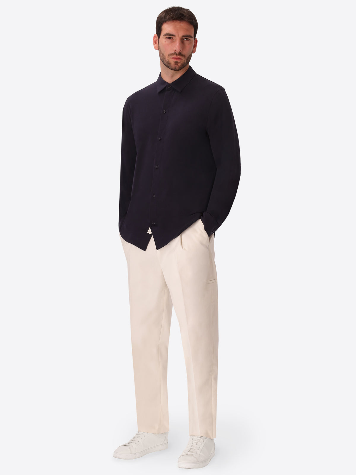 Modigliani Blue Jersey Shirt - Model Full Body Shot