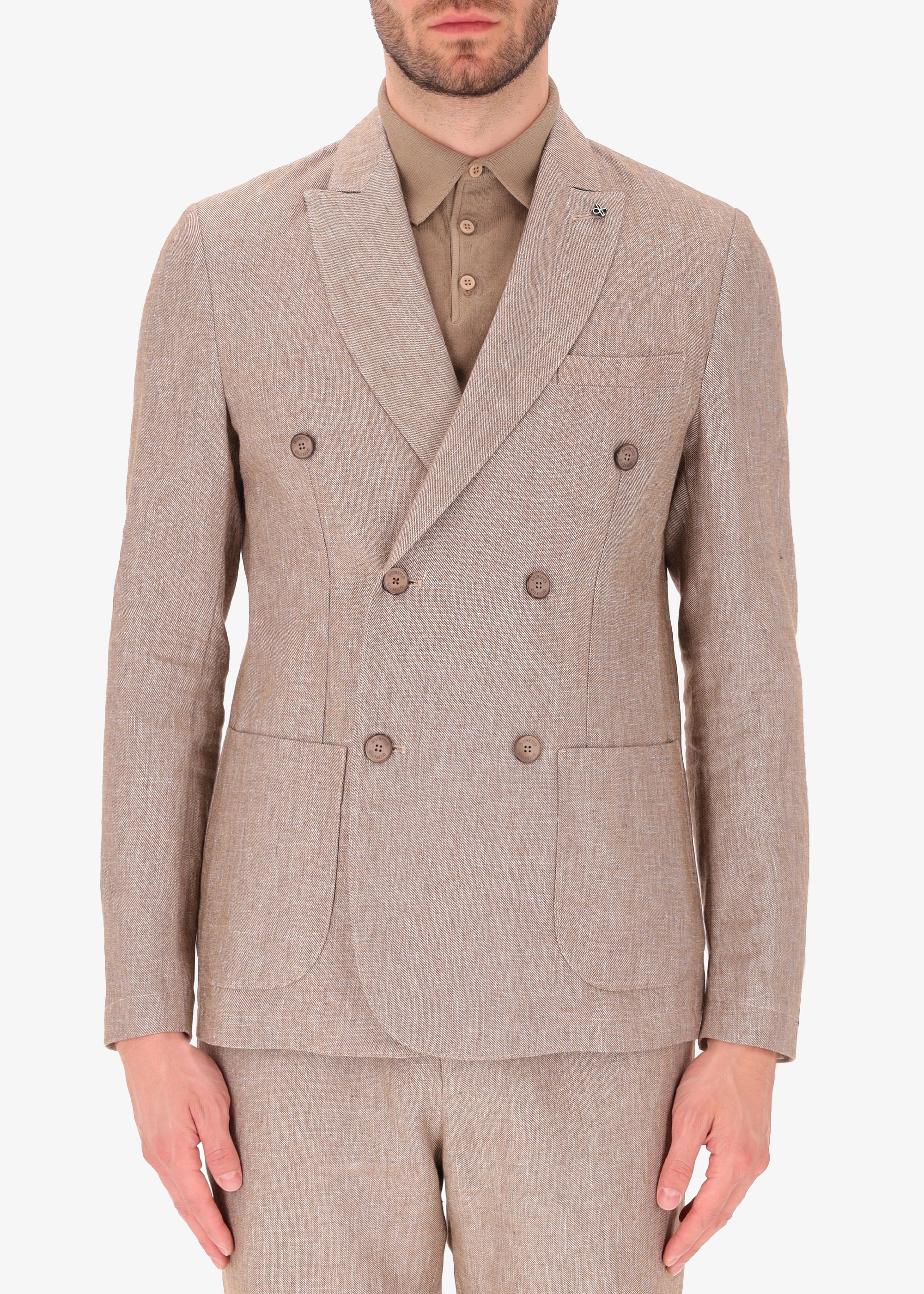 Linen Blend Fabric Shirt Double Breasted Jacket Certo