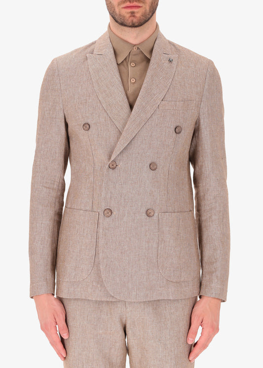 Certo Doppelreihige Jacke aus Leinenmischgewebe