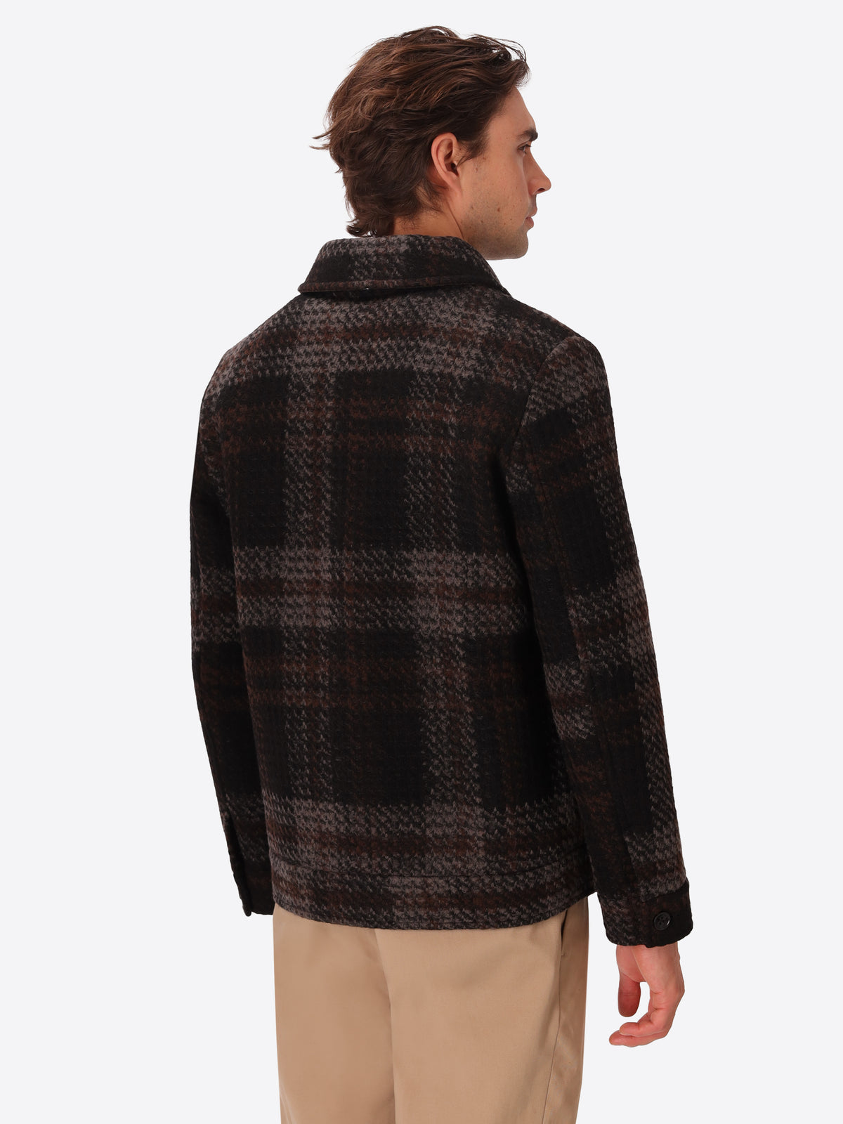 Maxi-Karo-Woll-Mix-Aviator-Jacke Caravaggio