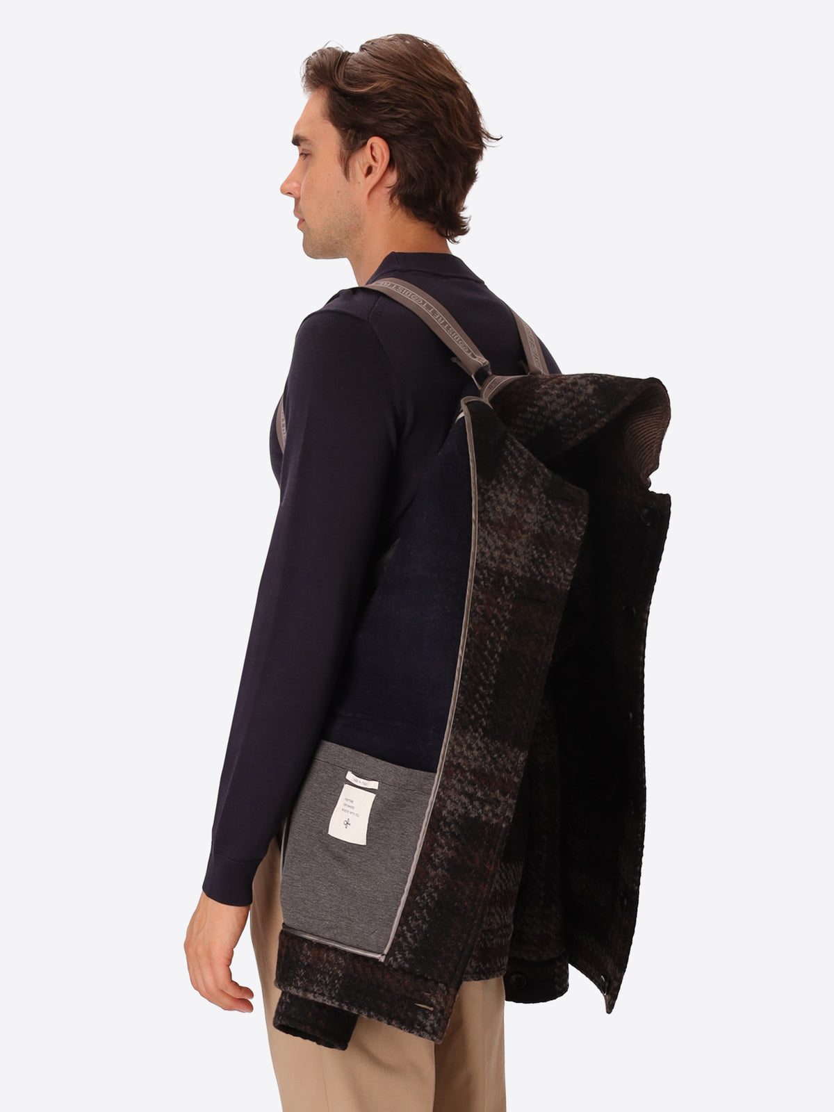 Maxi-Karo-Woll-Mix-Aviator-Jacke Caravaggio