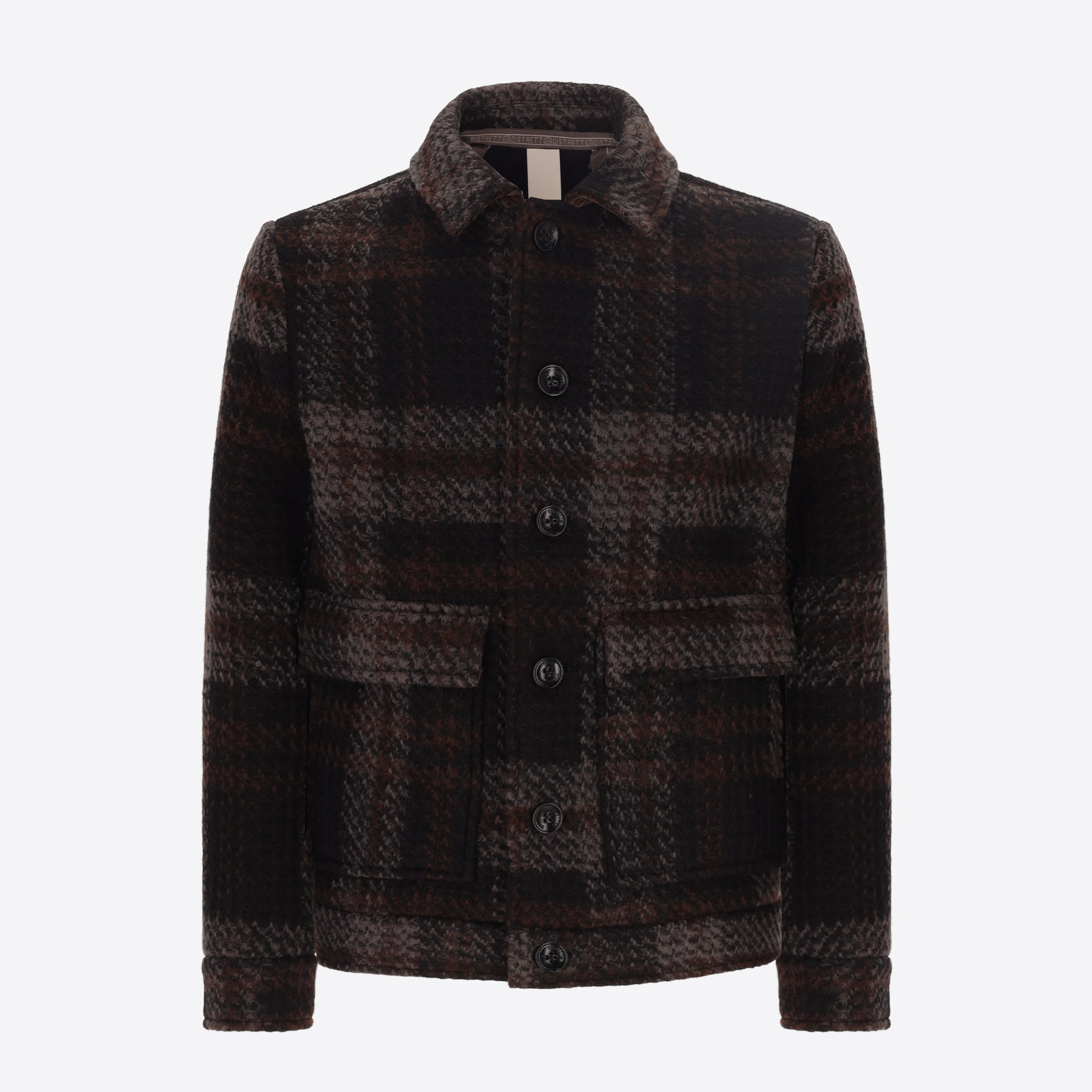 Maxi-Karo-Woll-Mix-Aviator-Jacke Caravaggio
