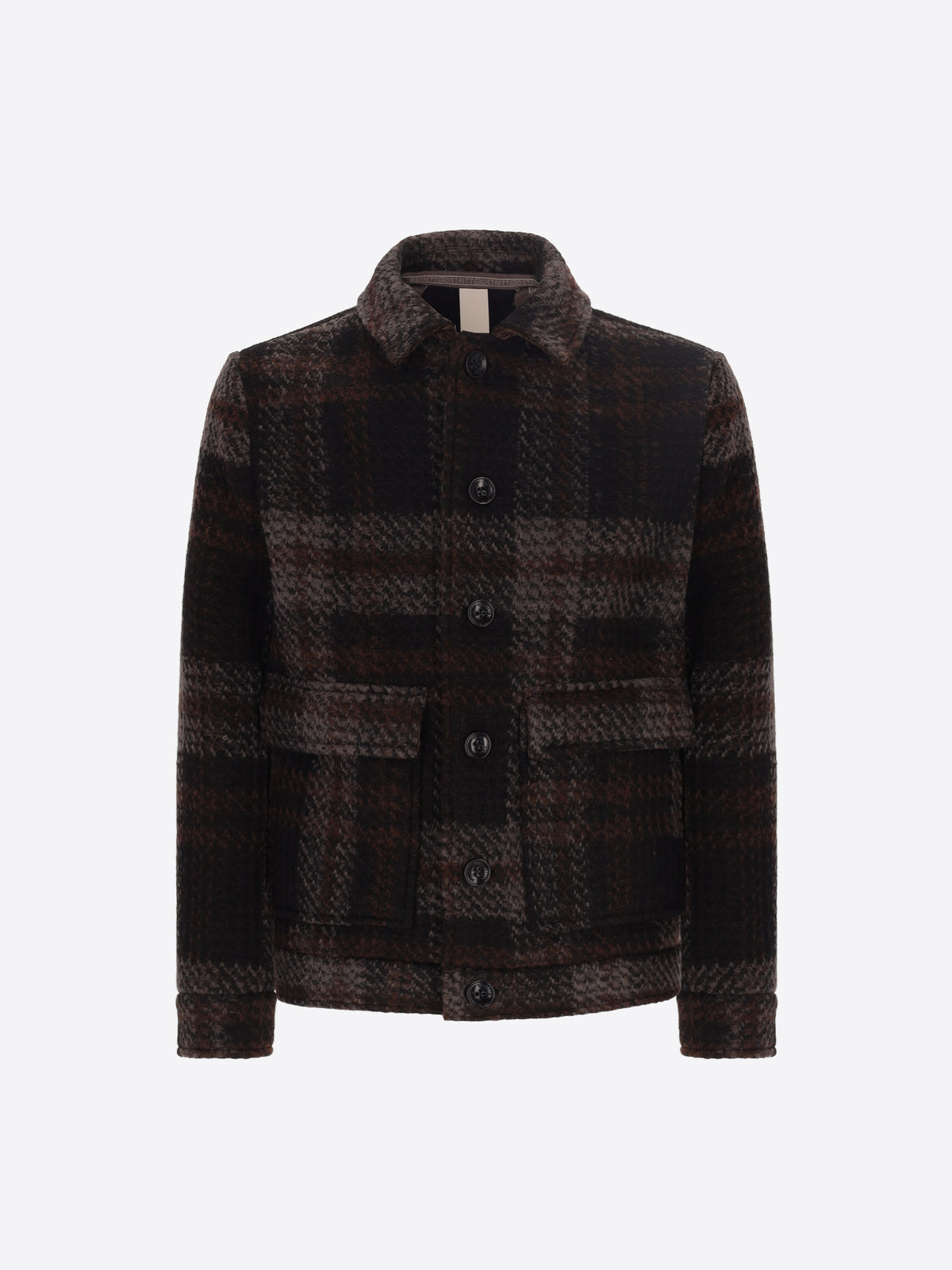 Maxi-Karo-Woll-Mix-Aviator-Jacke Caravaggio