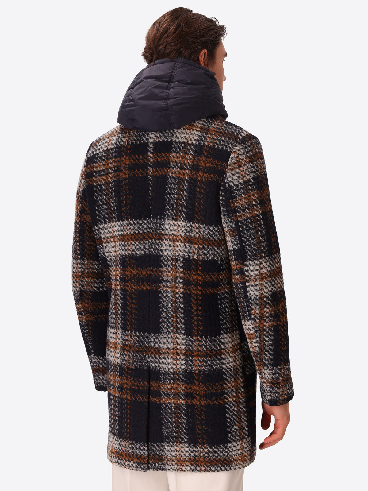 Maxi-Check Wool-Blend Coat Caravaggio with Detachable Bib
