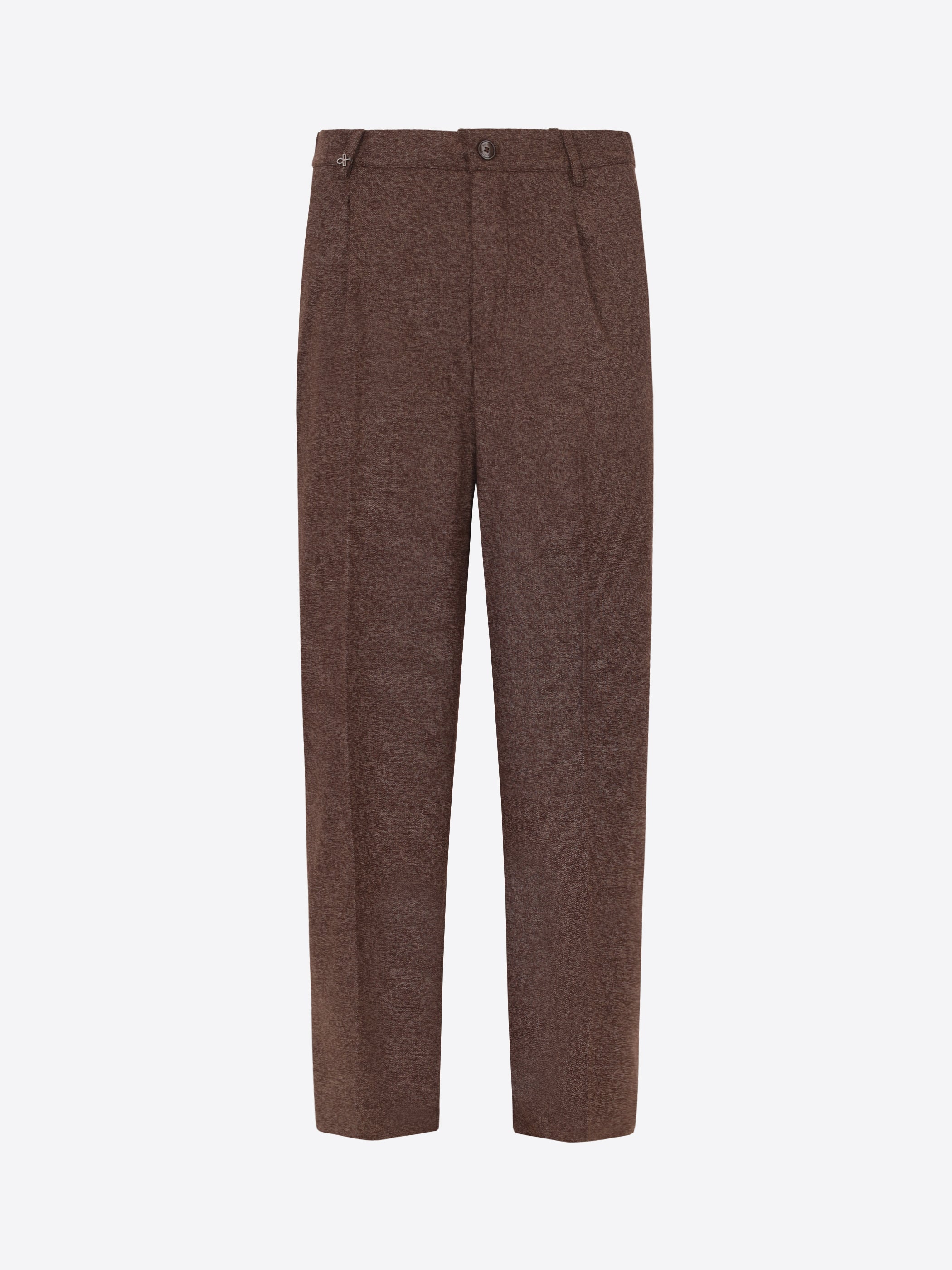 Distretto12 Ban Cellini Brown Melange Technical Jersey Trousers - Product Still Life