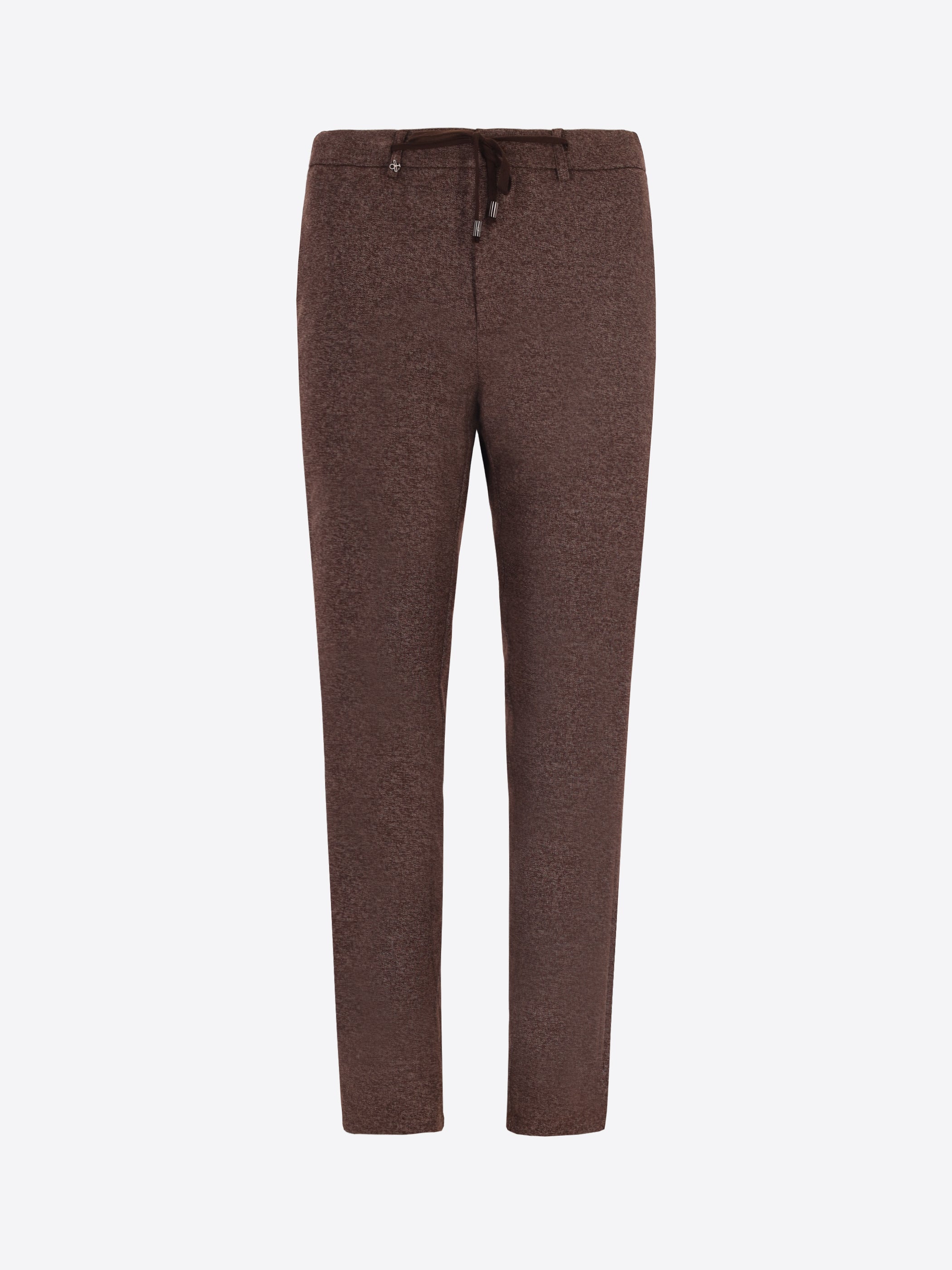 Distretto12 York Cellini Brown Melange Technical Jersey Trousers - Product Still Life