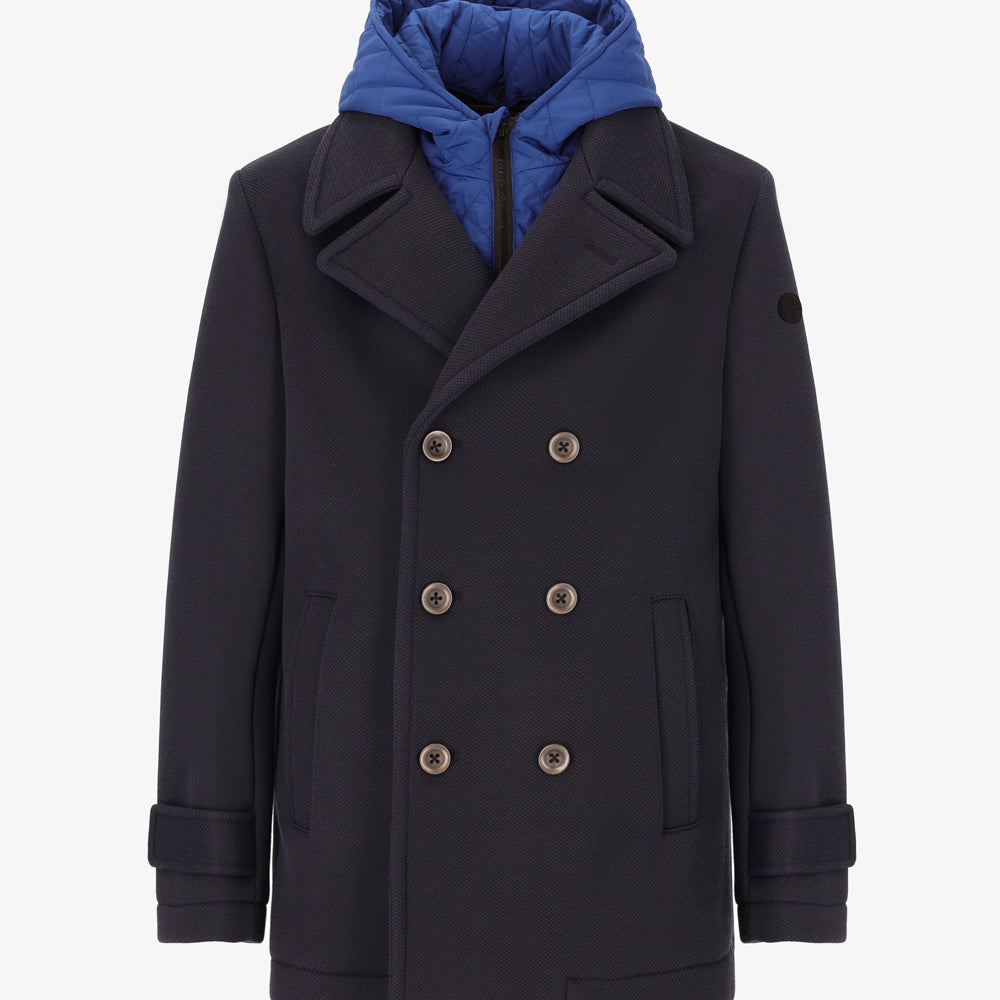Peacoat Cruise in Micro Piquet Tecnico con Cappuccio Imbottito