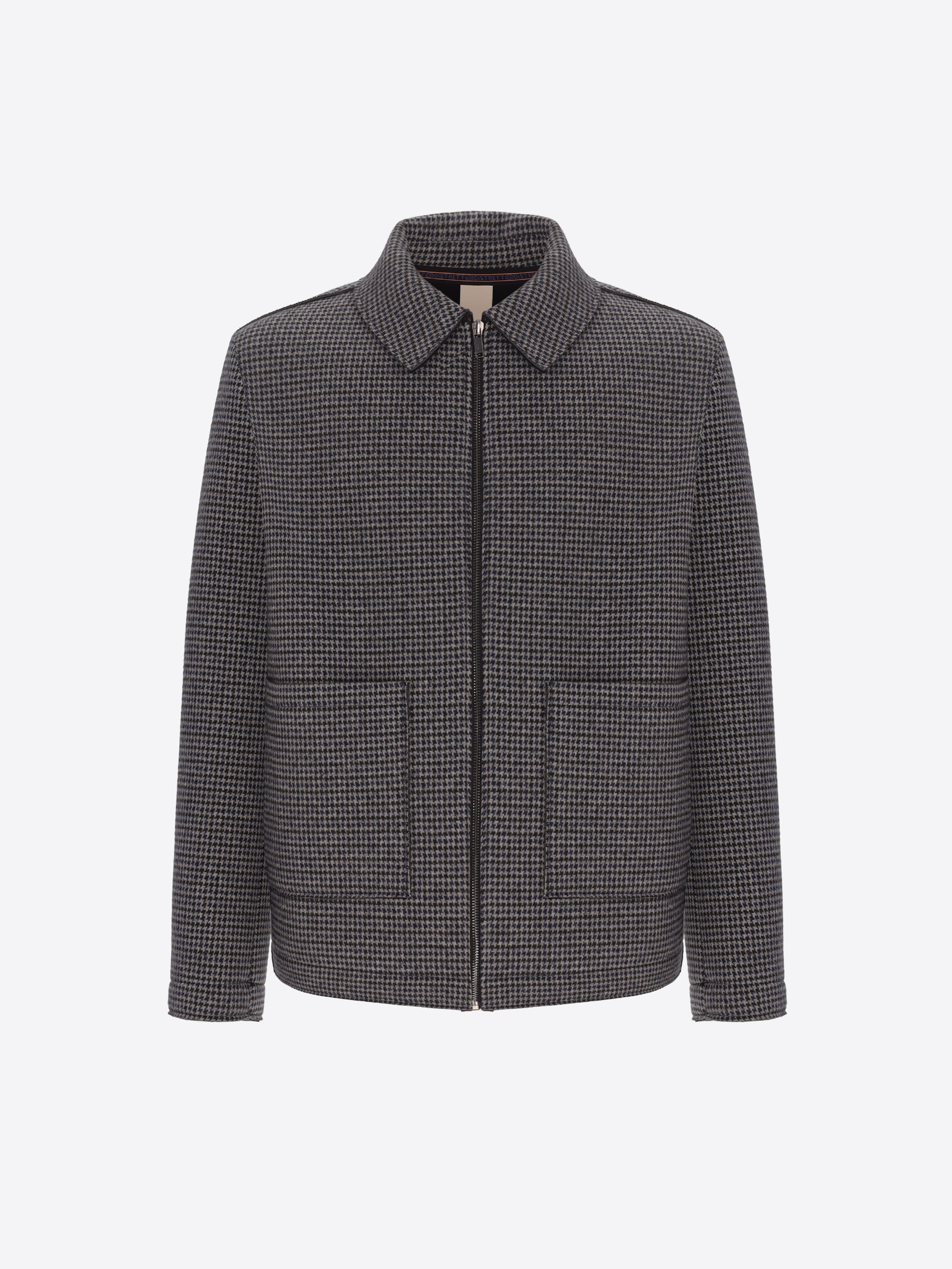Distretto12 Raffaello Blue Micro-Check Cotton Blend Aviator Jacket - Product Still Life