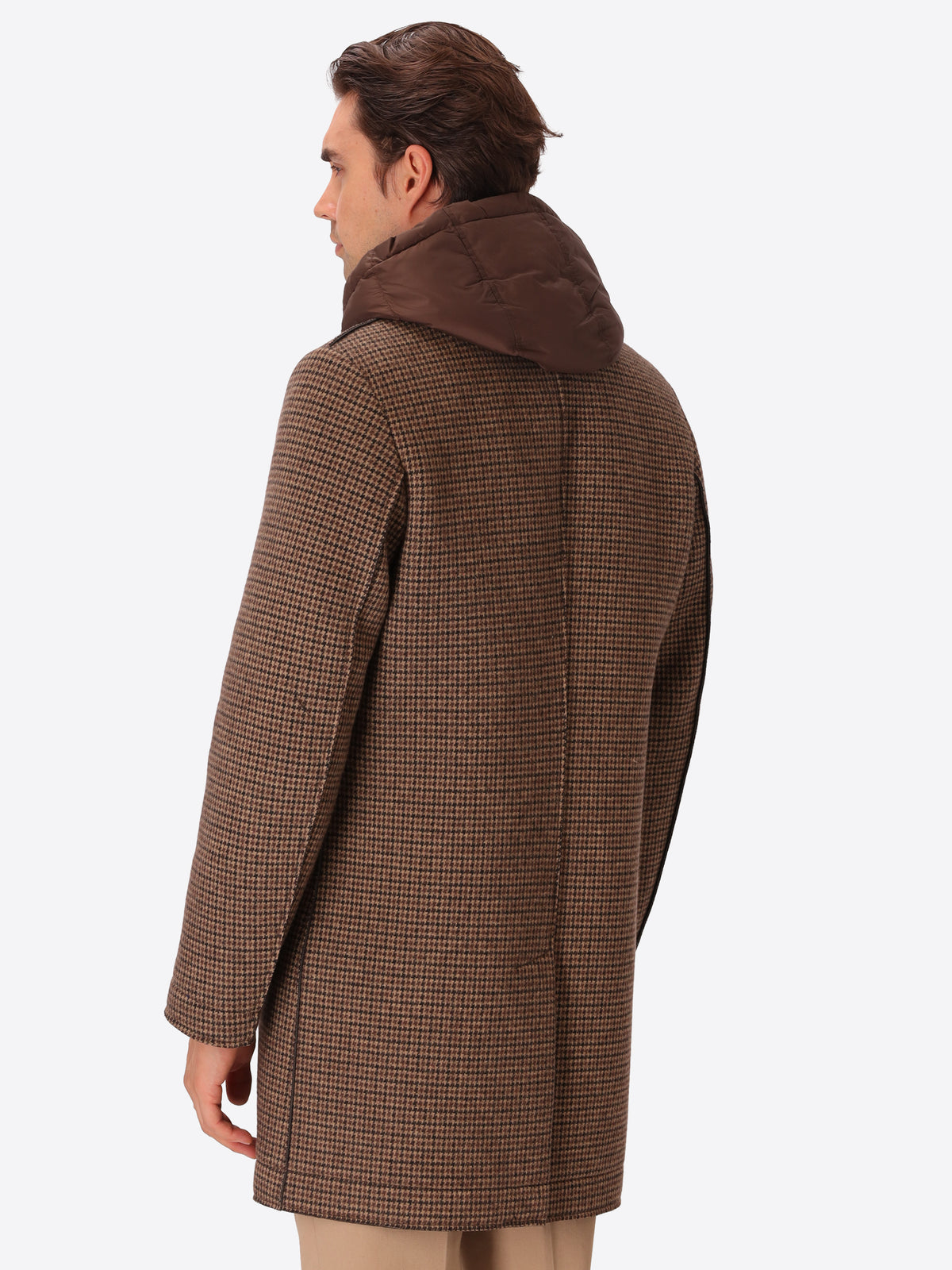 Micro-Check Cotton Blend Coat Raffaello with Detachable Bib