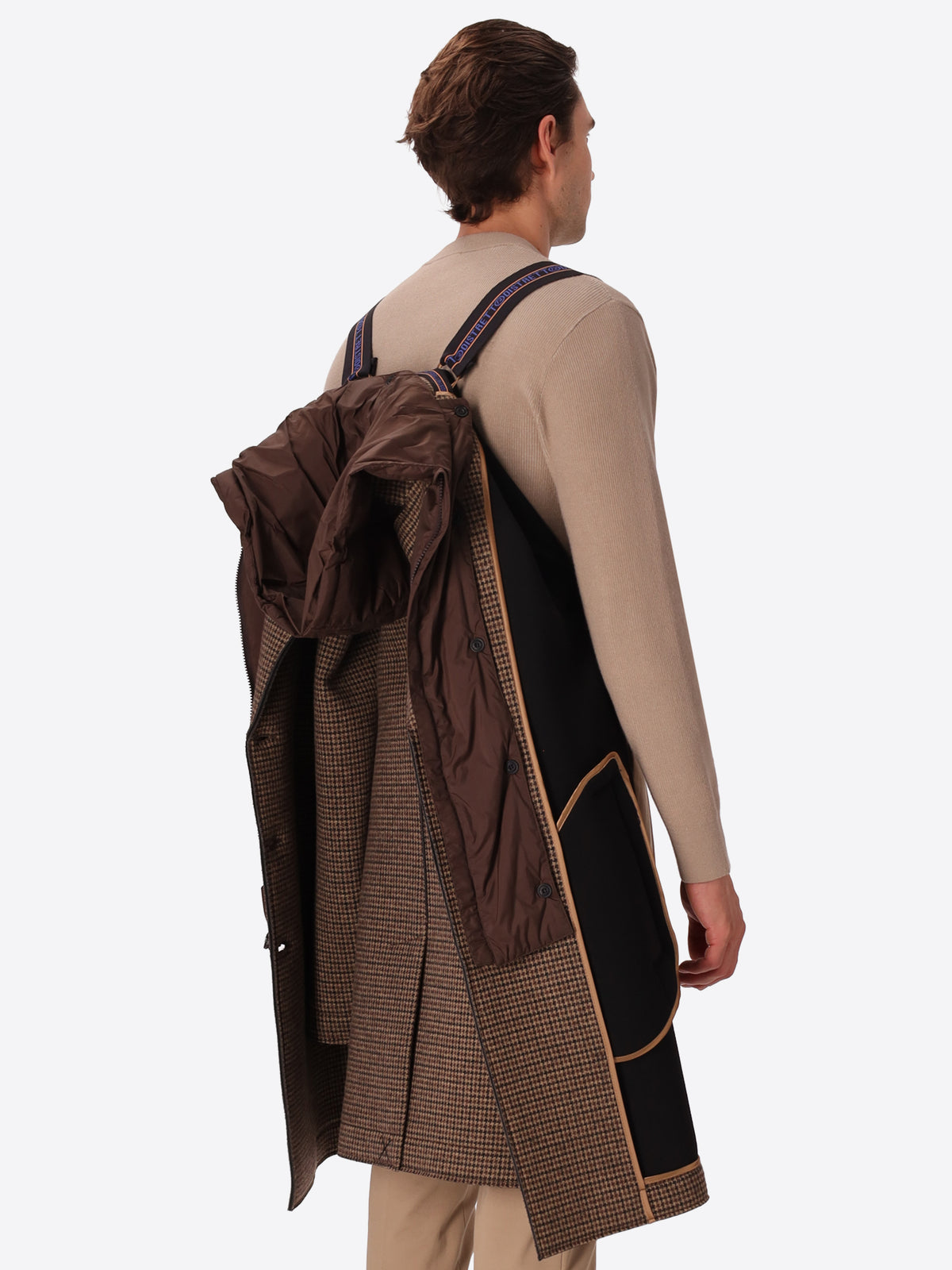 Micro-Check Cotton Blend Coat Raffaello with Detachable Bib
