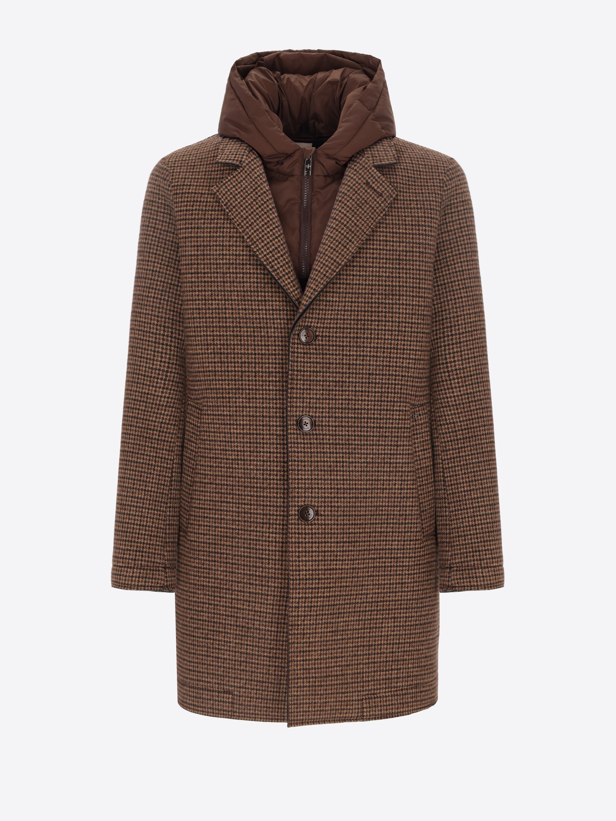 Micro-Check Cotton Blend Coat Raffaello with Detachable Bib